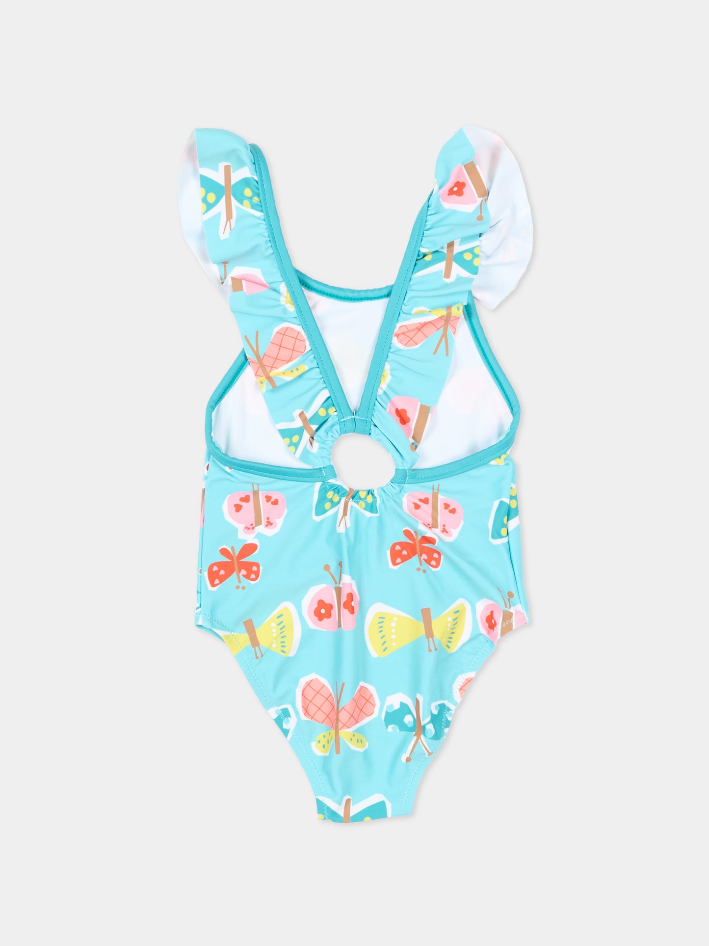 Costume intero azzurro per neonata con farfalle,Mayoral,1754 021