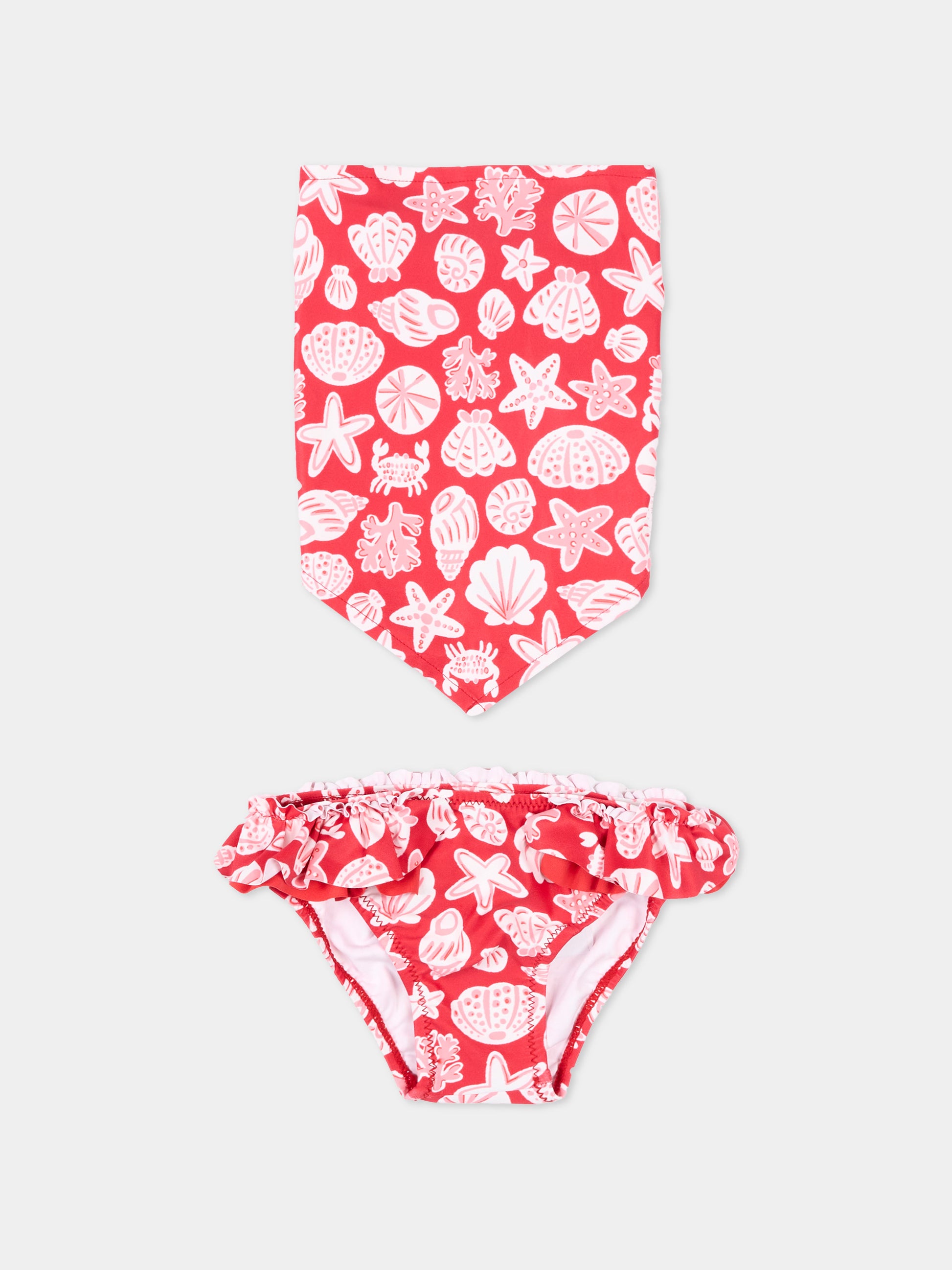 Slip bikini rosso per neonata con bandana,Mayoral,1657 079