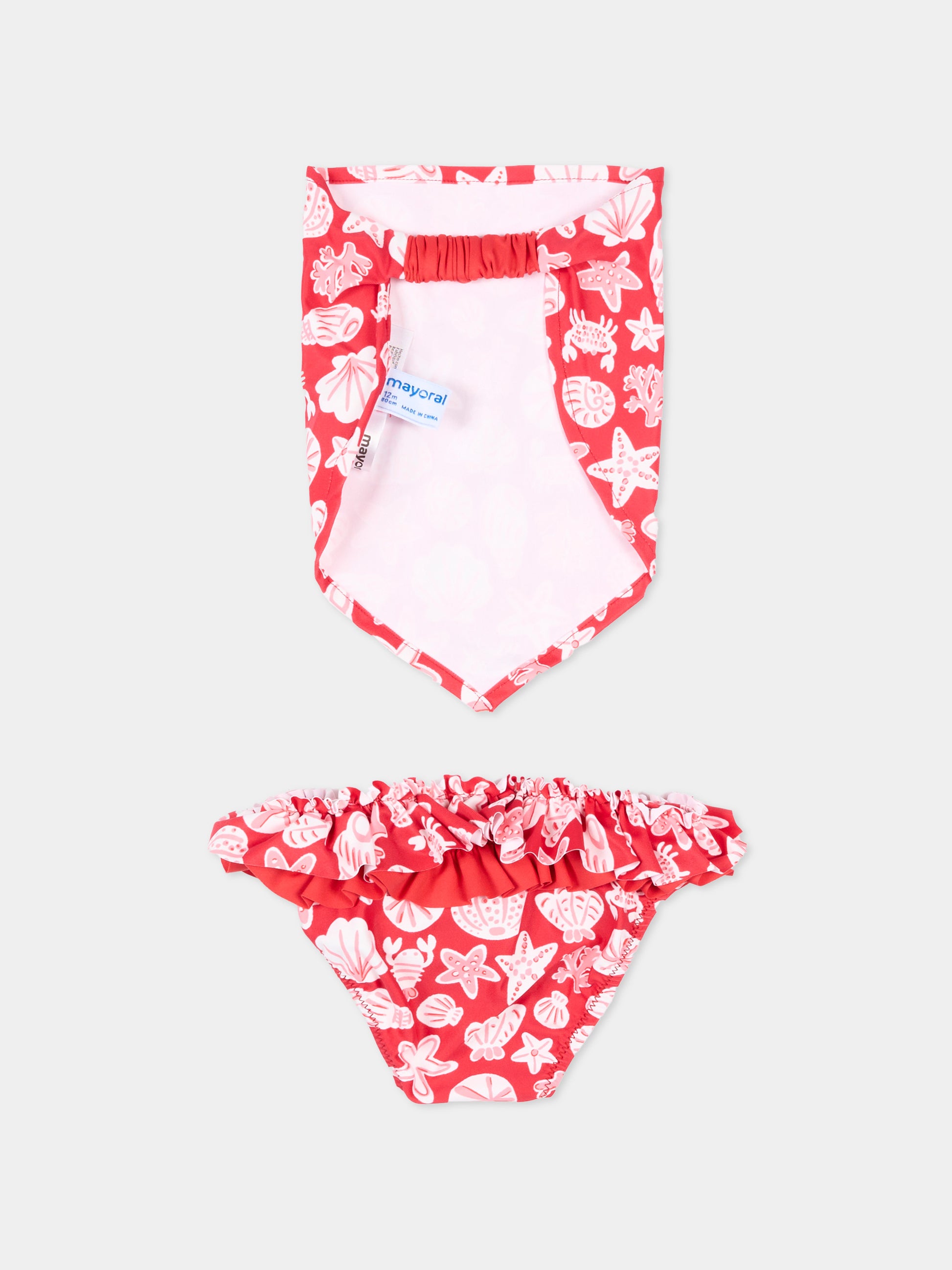Slip bikini rosso per neonata con bandana,Mayoral,1657 079