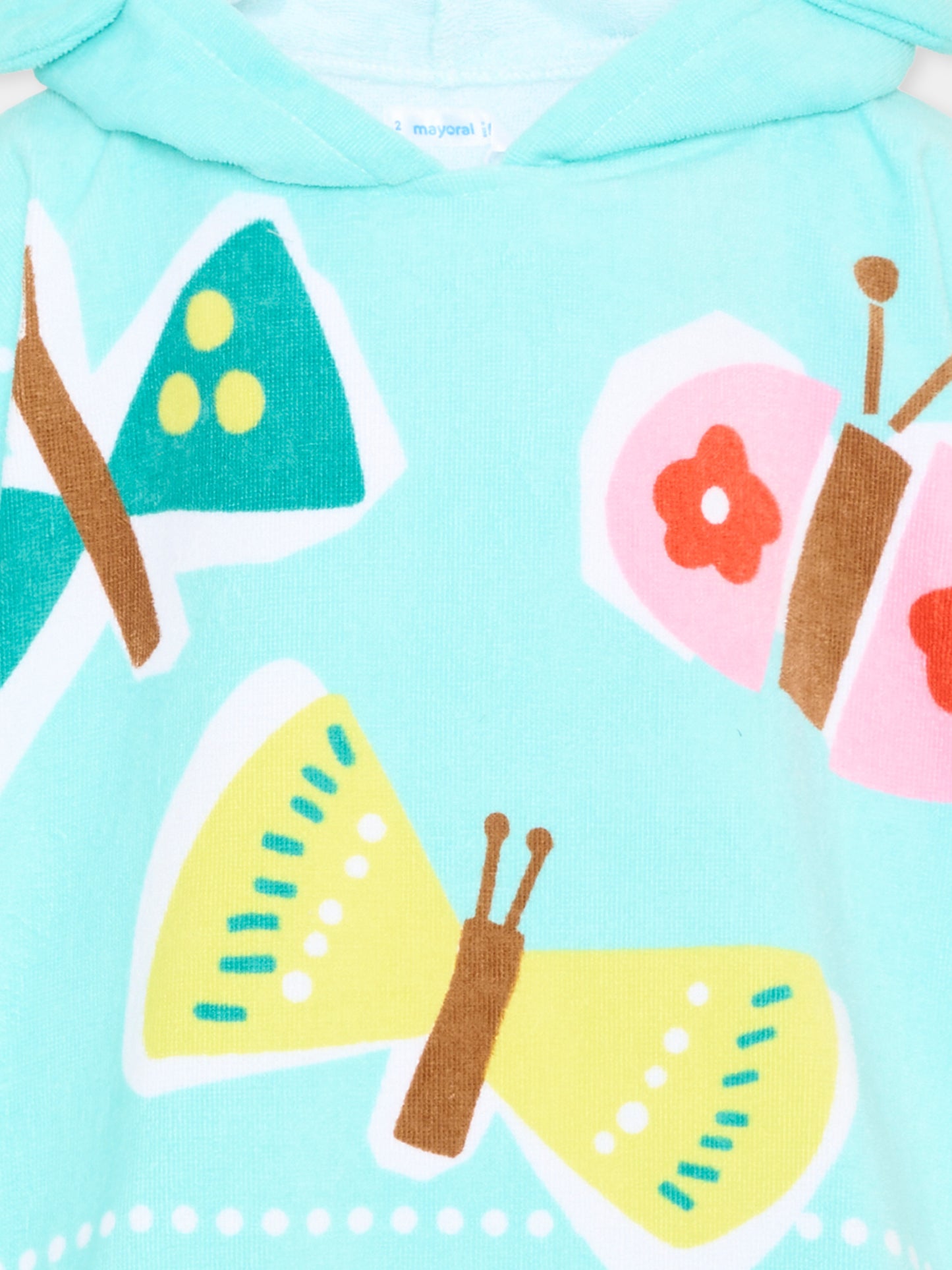 Accappatoio azzurro per neonata con farfalle,Mayoral,10165 069