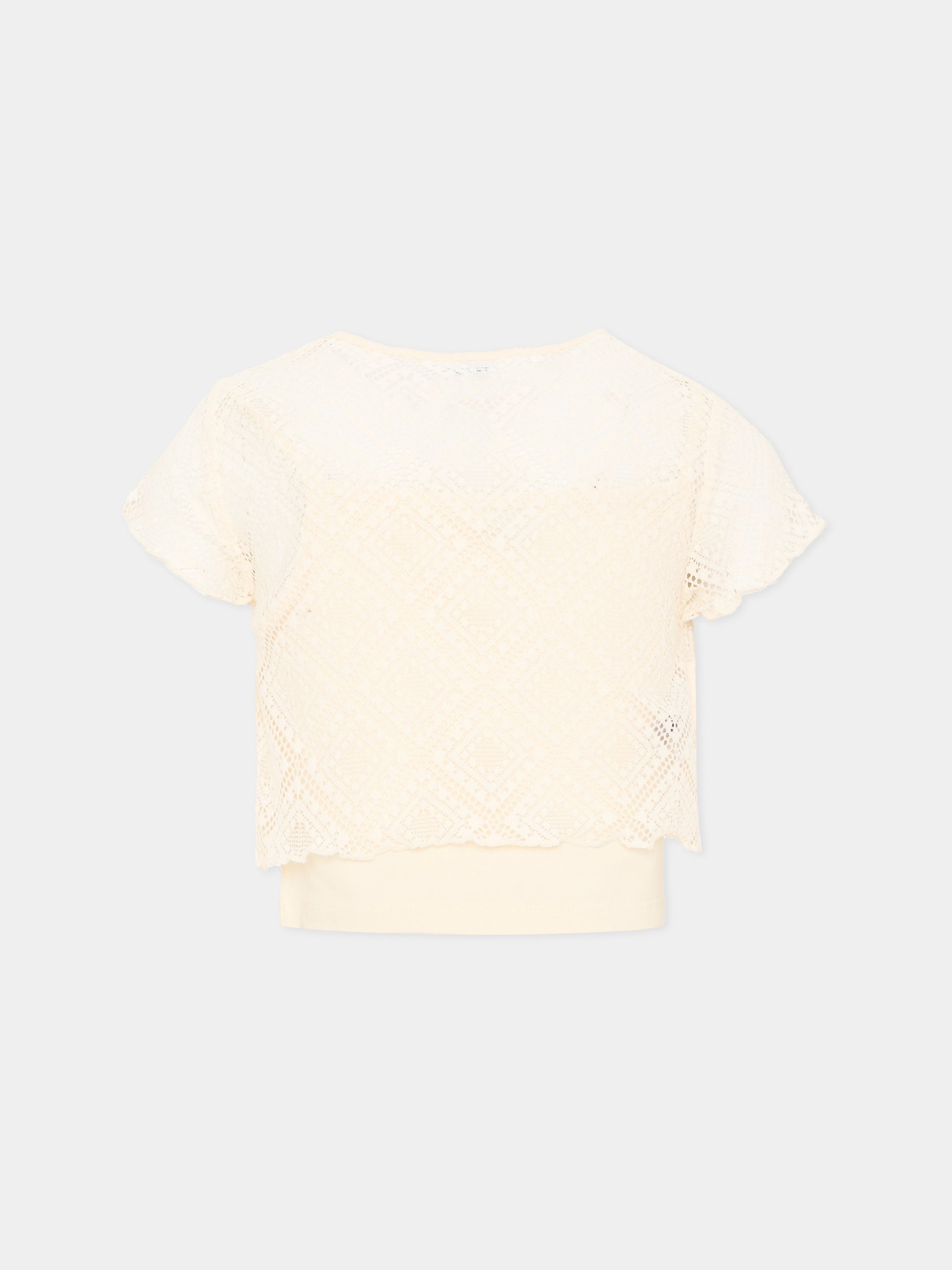 Top avorio in rete per bambina,Mayoral,3015 088