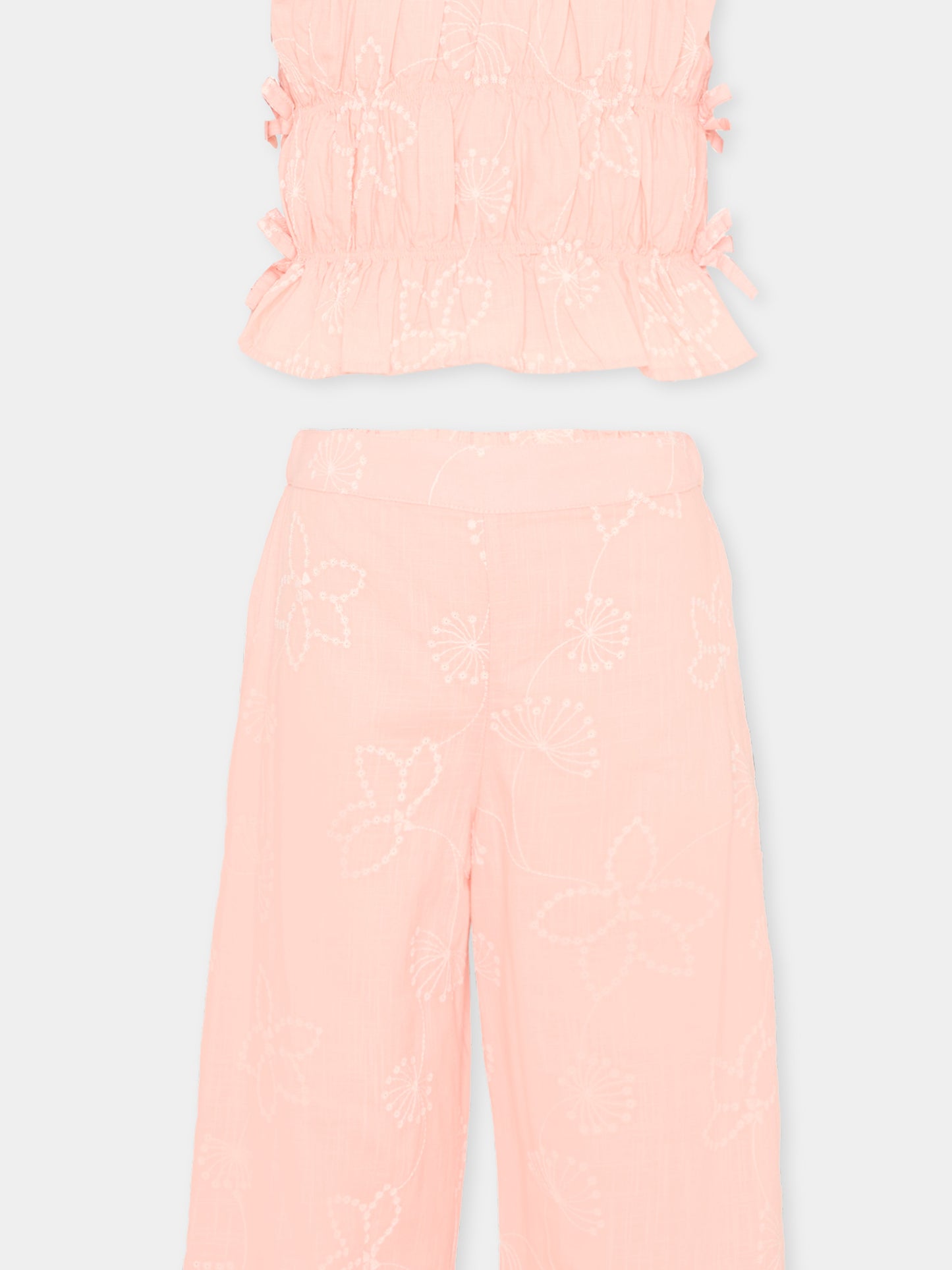 Completo rosa per bambina con motivo floreale,Mayoral,3592 077