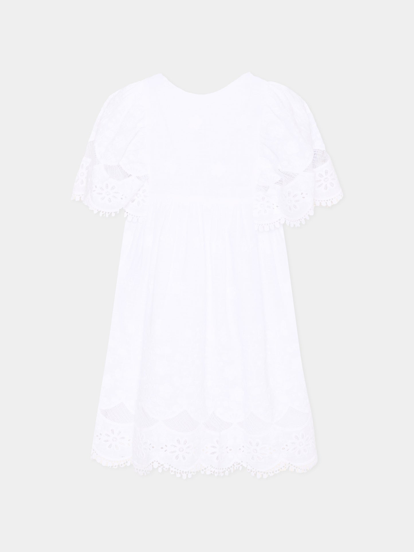 Abito bianco per bambina in pizzo sangallo,Mayoral,3923 081