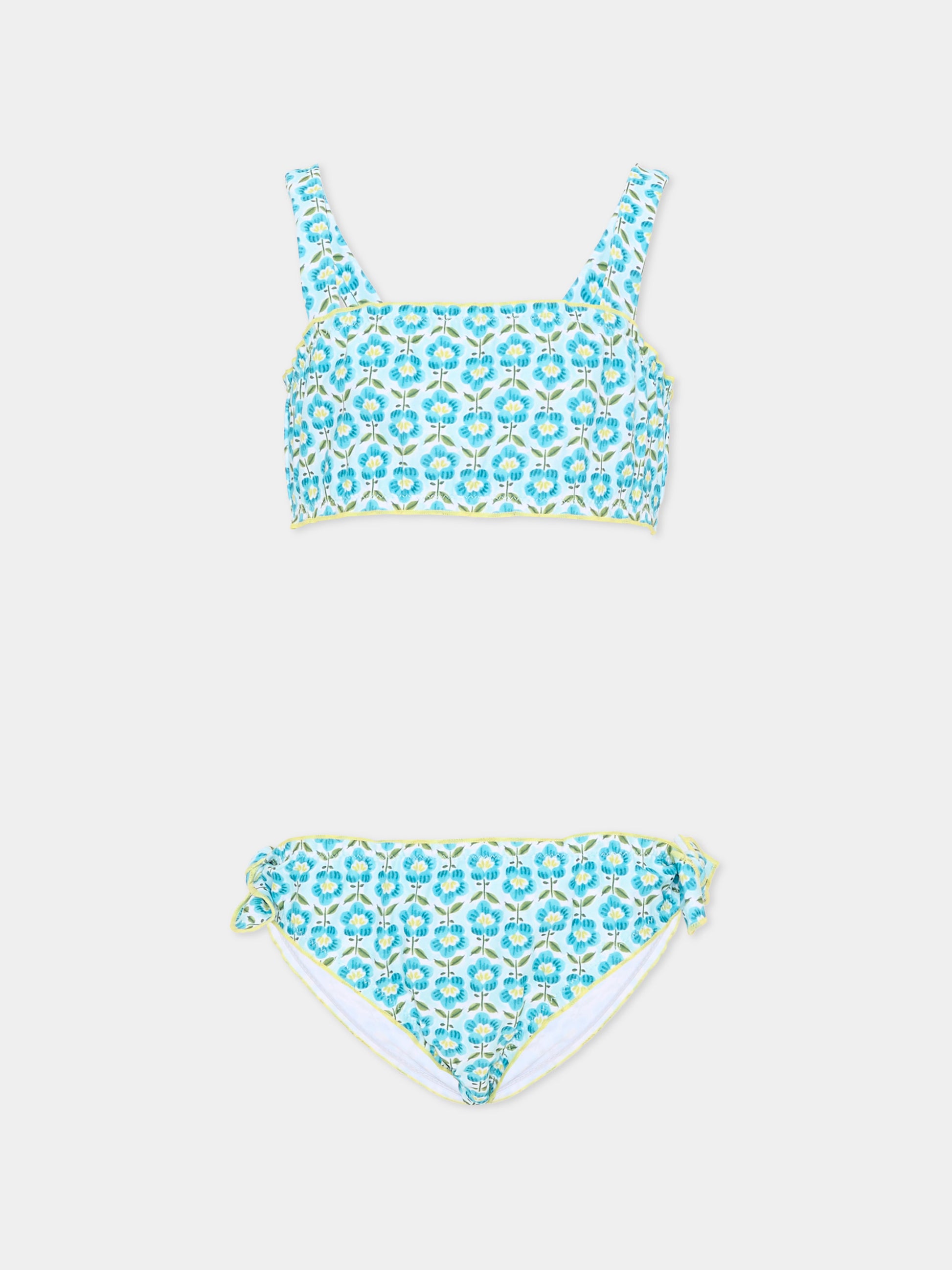 Bbikini azzurro floreale per bambina,Mayoral,3735 049