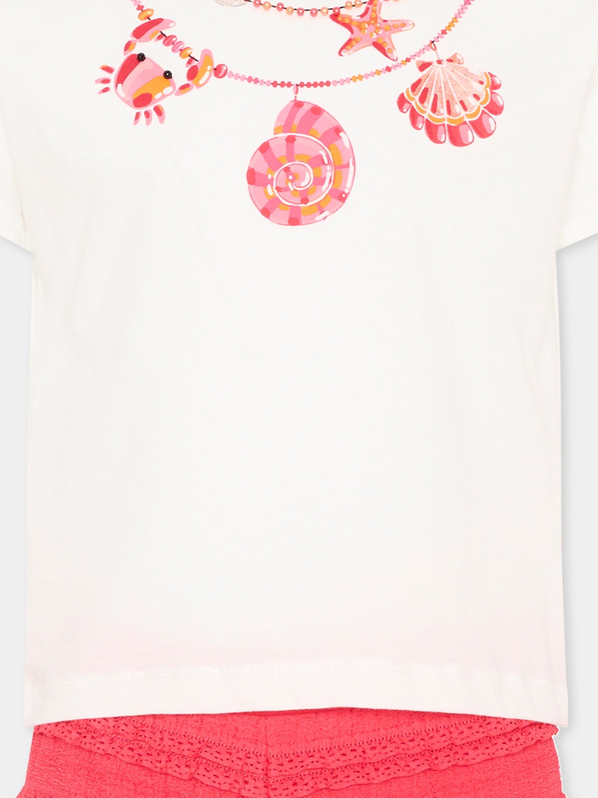 Completo sportivo corto rosso per bambina con conchiglie,Mayoral,3231 075