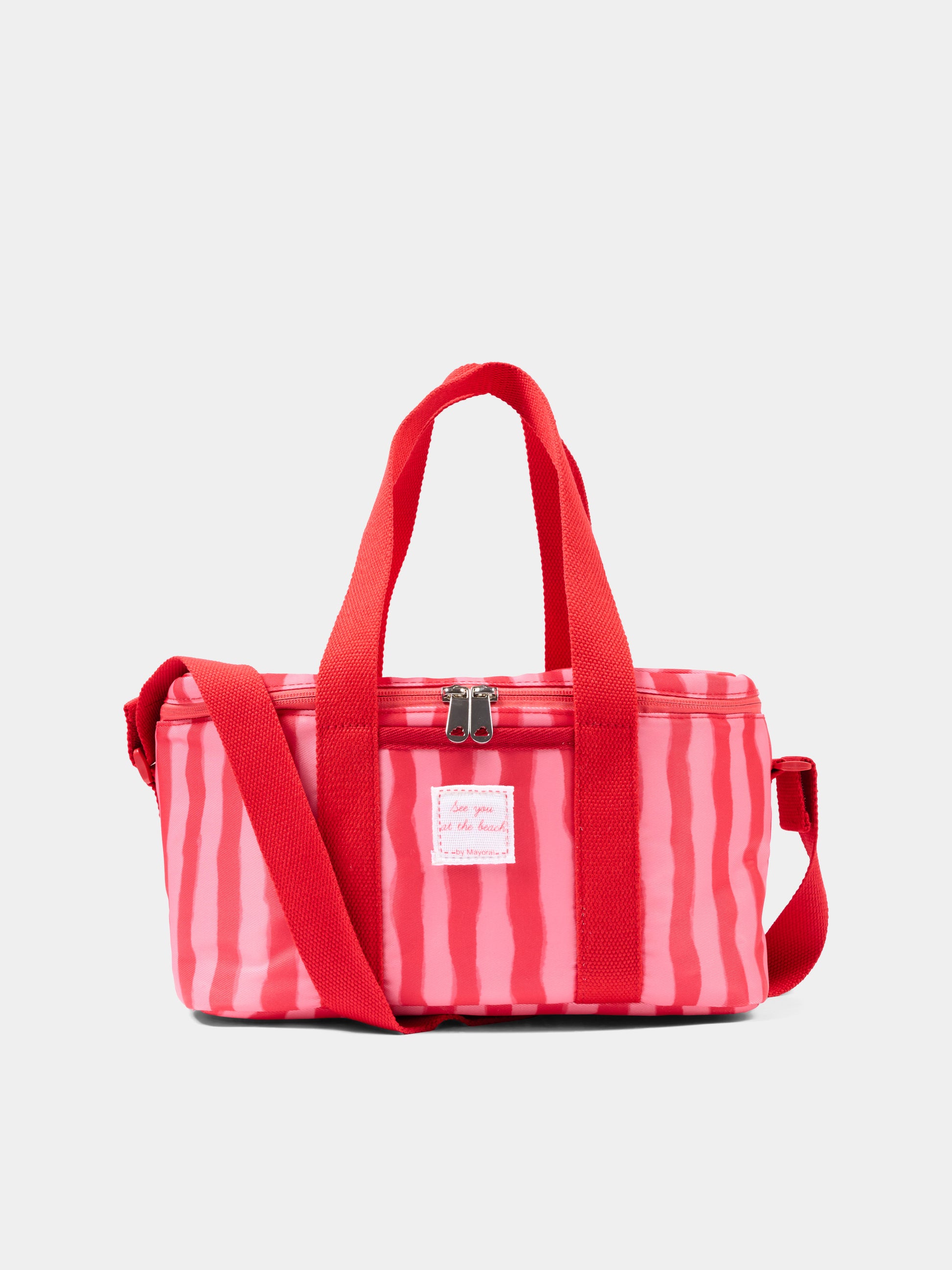 Borsa mare rossa per bambina a righe,Mayoral,10220 081
