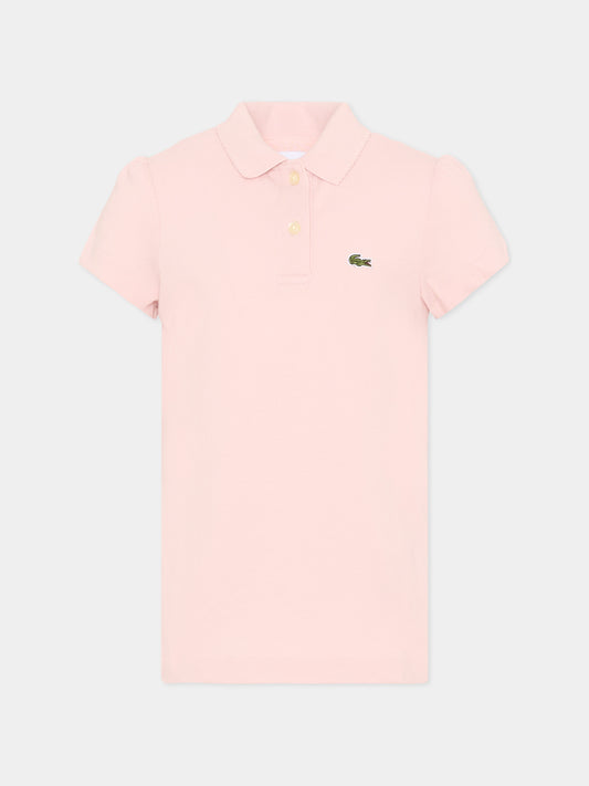Polo rosa per bambina con logo,Lacoste,7026 AL5