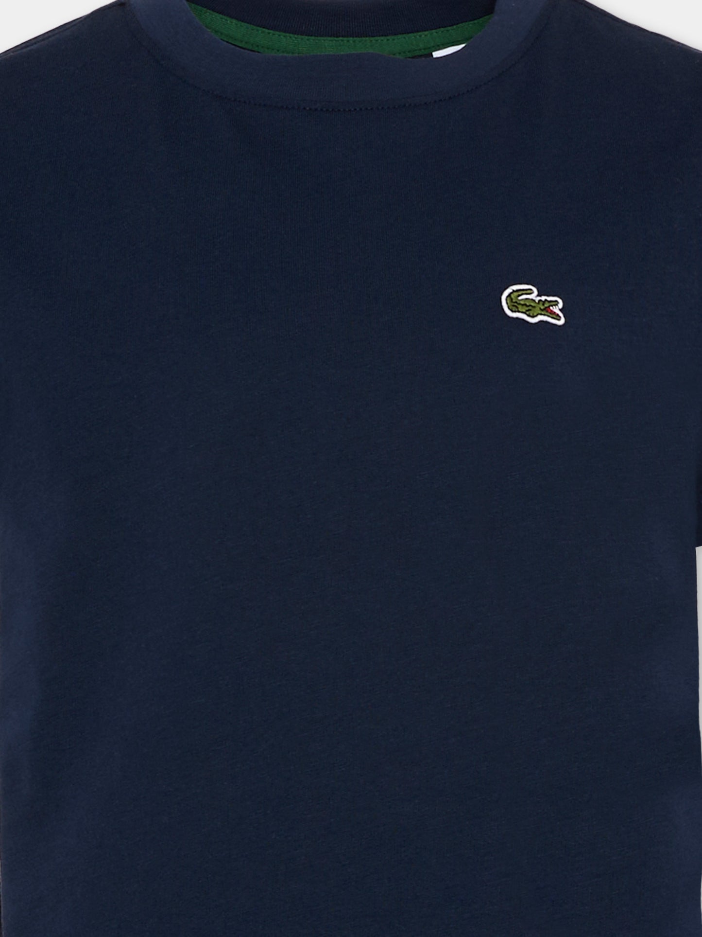T-Shirt blu per bambini con logo,Lacoste,7025 UGW