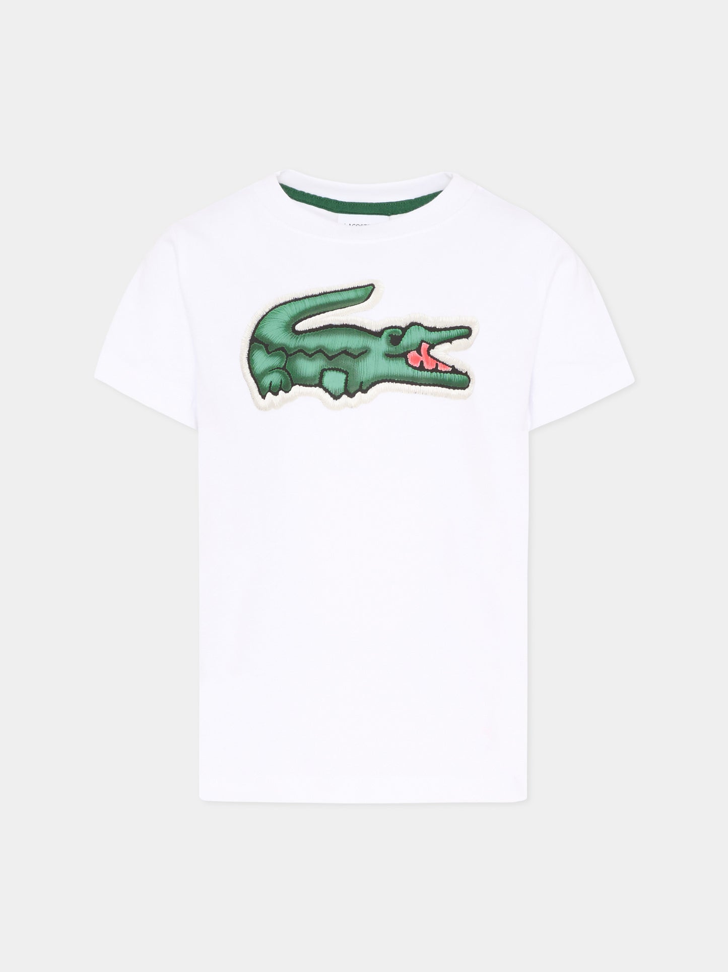 T-Shirt bianca per bambino con logo,Lacoste,7072 W8L