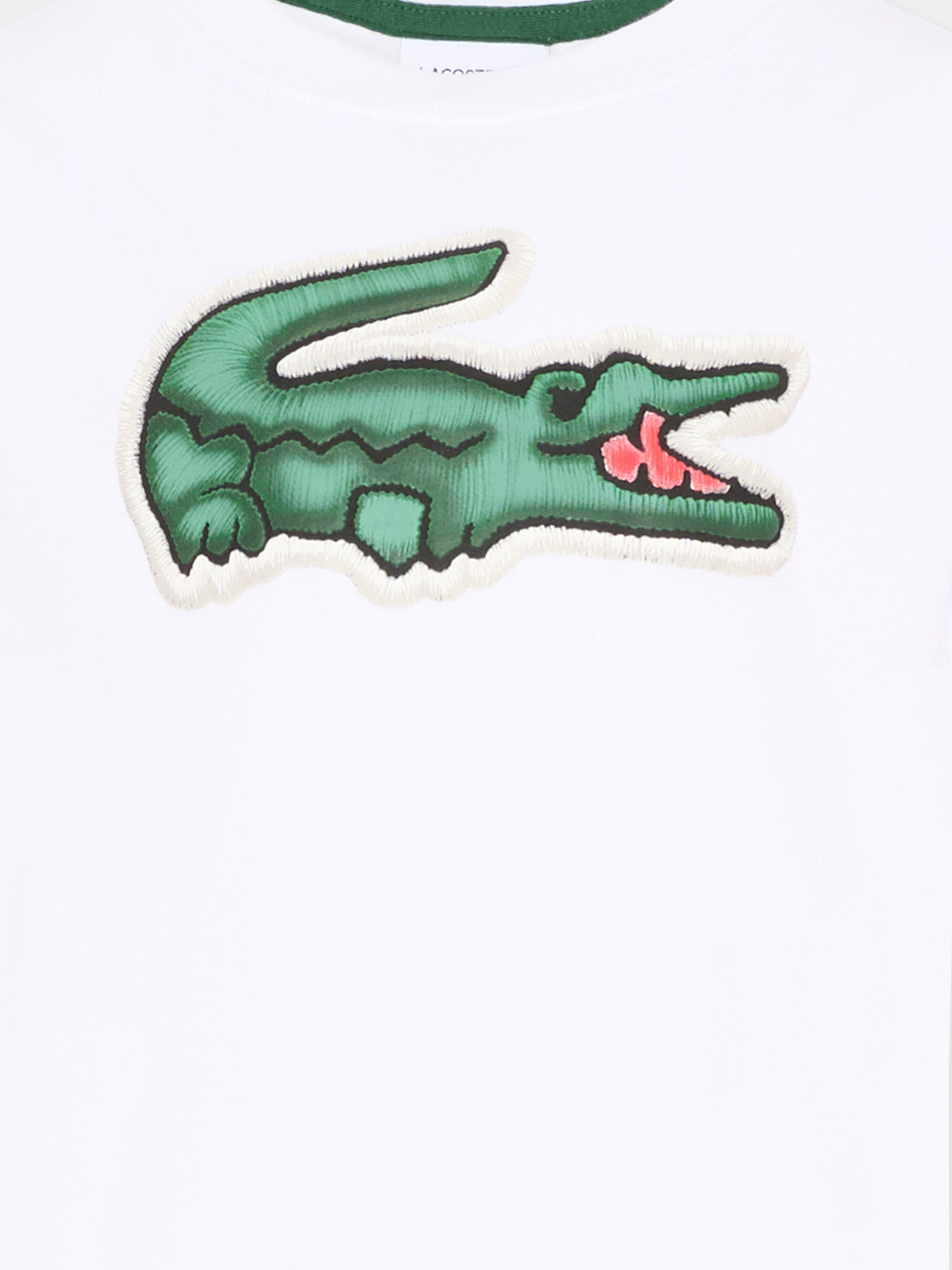 T-Shirt bianca per bambino con logo,Lacoste,7072 W8L