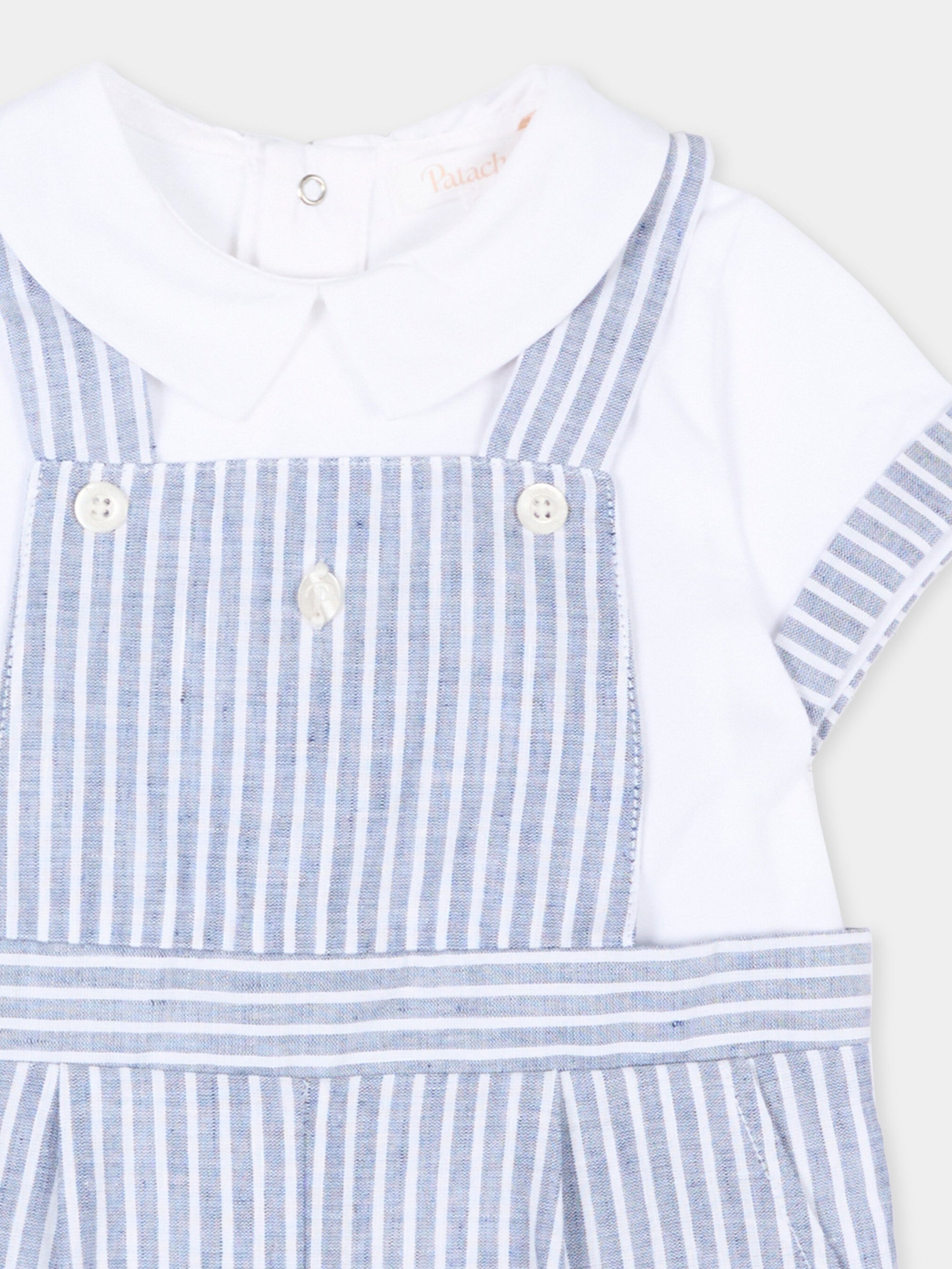 Tutina celeste per neonato a righe,Patachou,PAP MC4233146 360