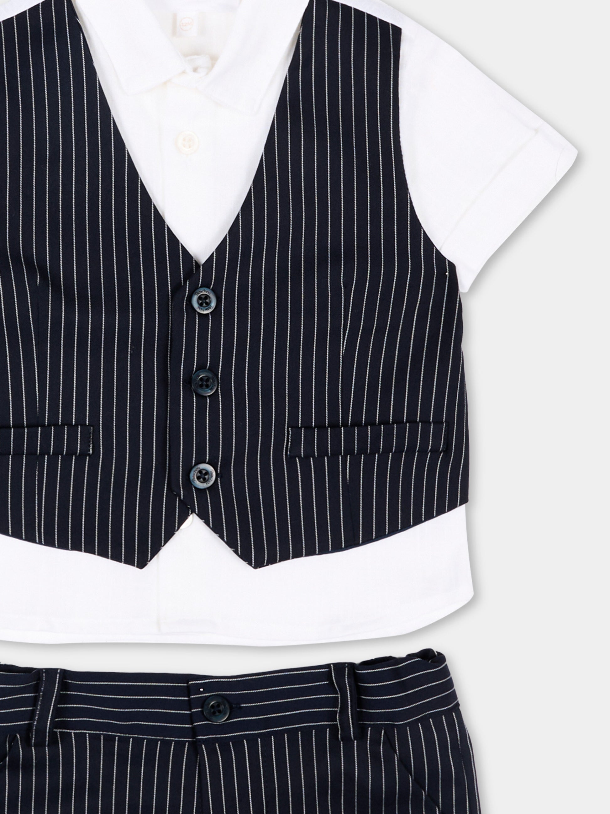 Completo elegante blu per neonato gessato,Patachou,PAP CON4233397 N0017