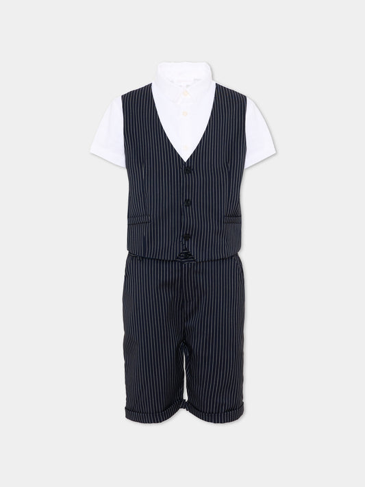 Completo elegante blu per bambino gessato,Patachou,PAP CON4233397 N0017