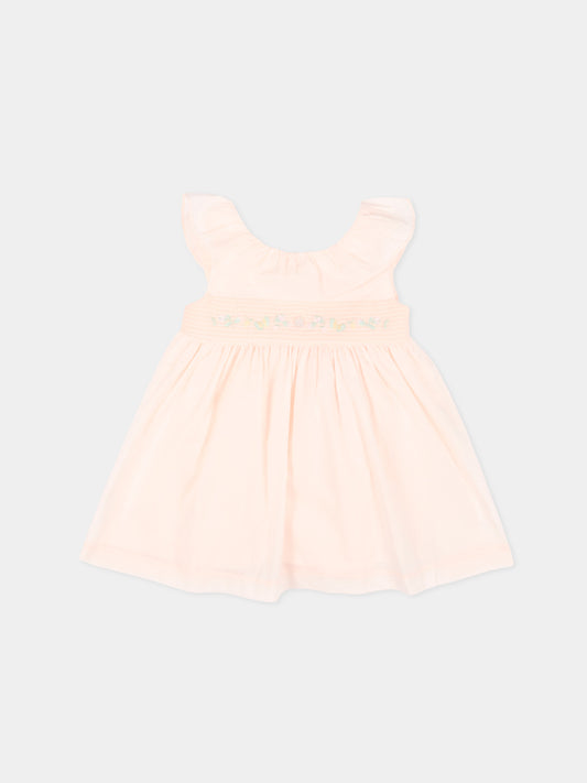 Abito rosa per bambina con fiori ricamati,Patachou,PAP VT4233221 848