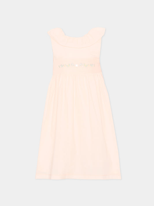 Abito rosa per bambina con punto smock,Patachou,PAP VT4233221 848