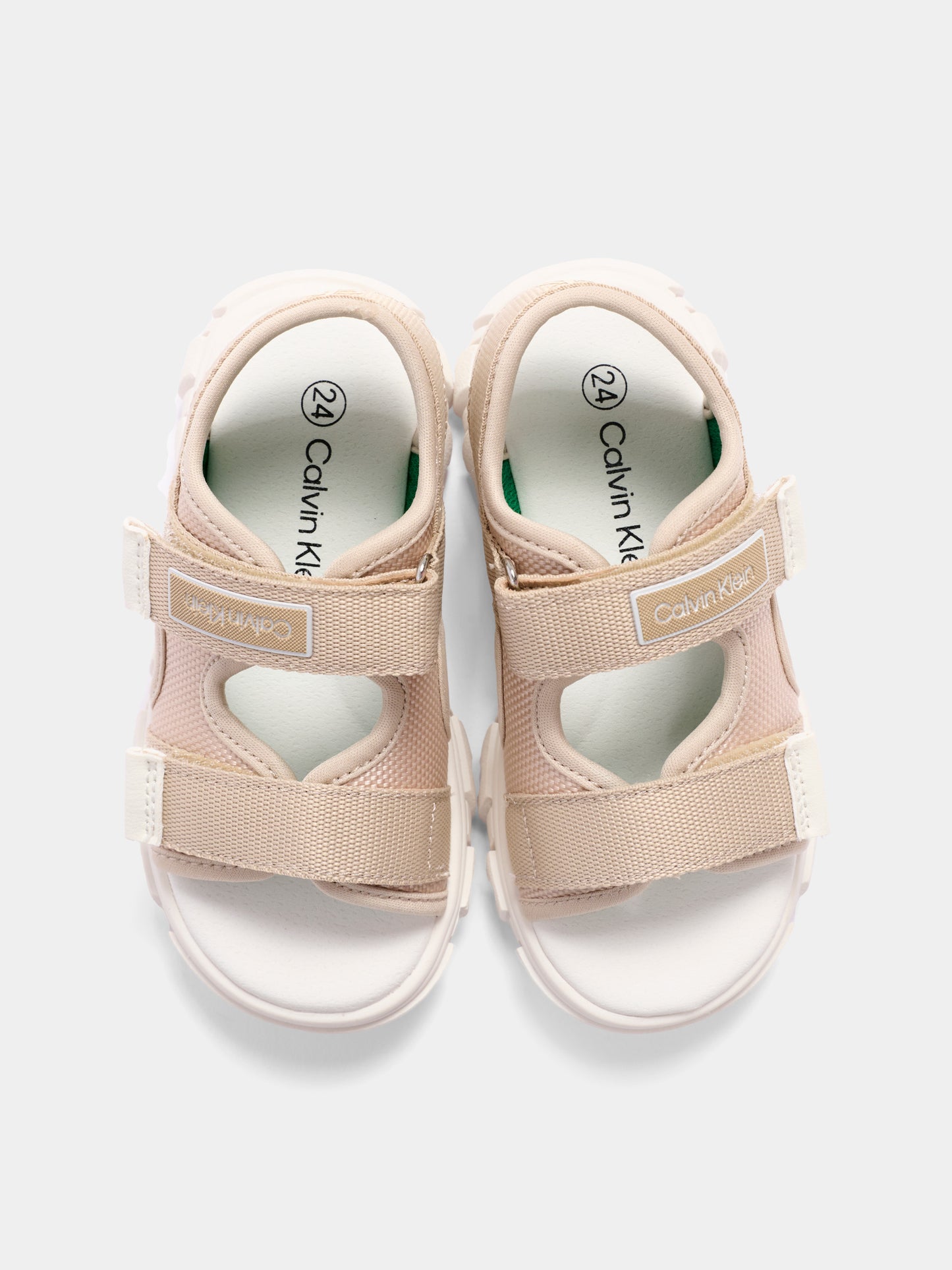 Sandali beige per bambini con logo,Calvin Klein Kids,V1B2 83321 1564500