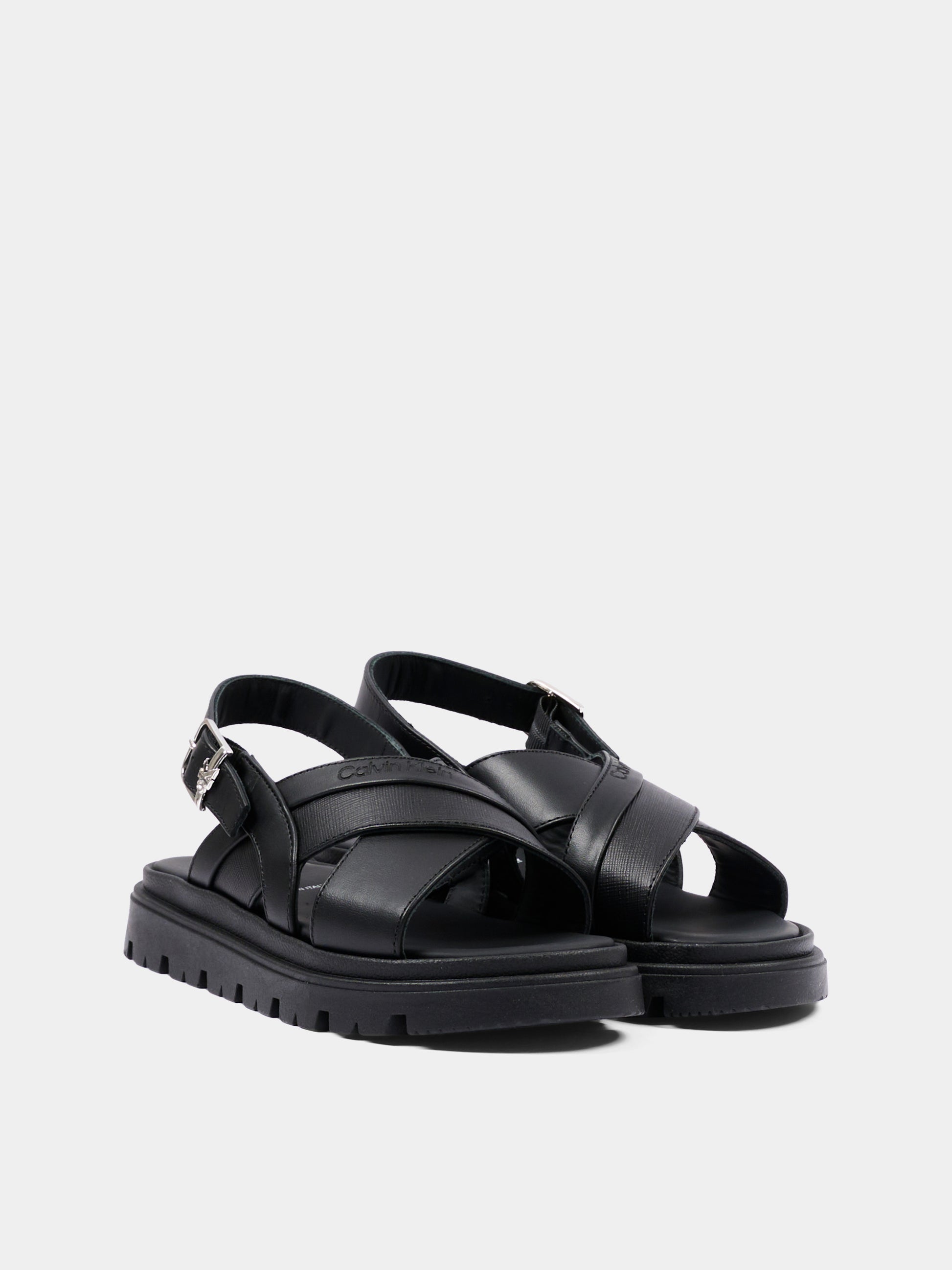 Sandali neri per bambina con logo,Calvin Klein Kids,V4B2 83363 0092999