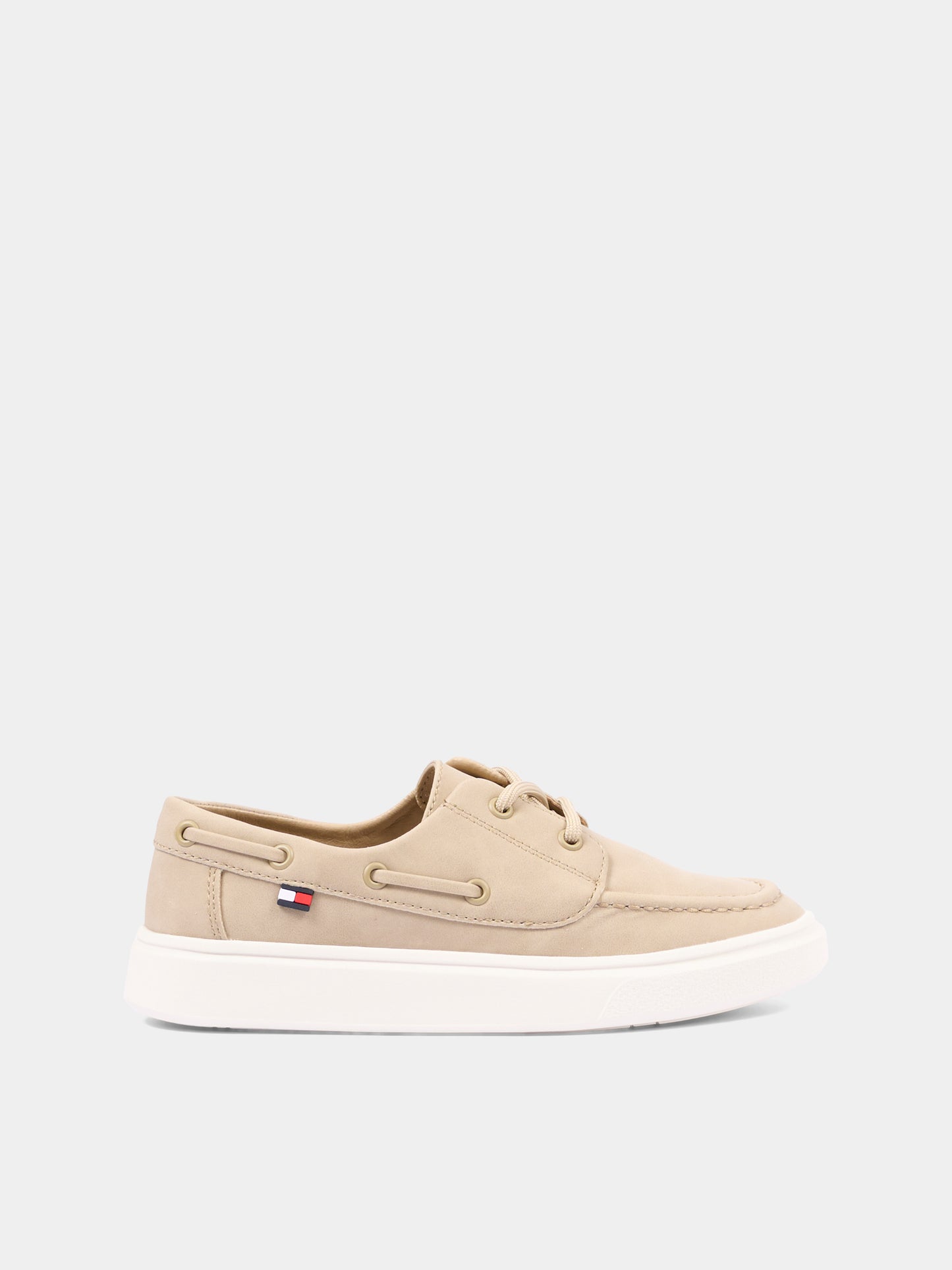 Mocassini beige per bambino con logo,Tommy Hilfiger Junior,T3B4 34352 0315500