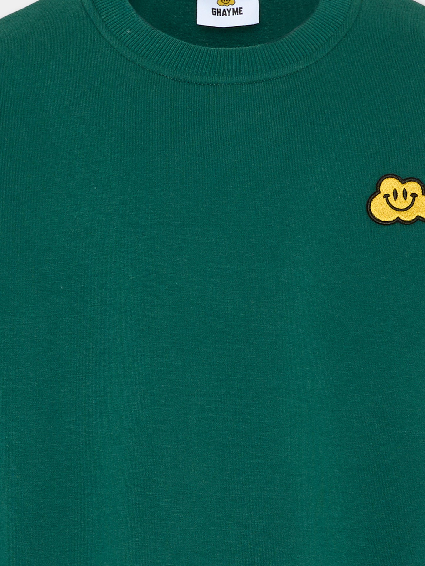 Felpa verde per bambini con nuvola gialla e scritta,Ghayme,F5GAJUSW012 088