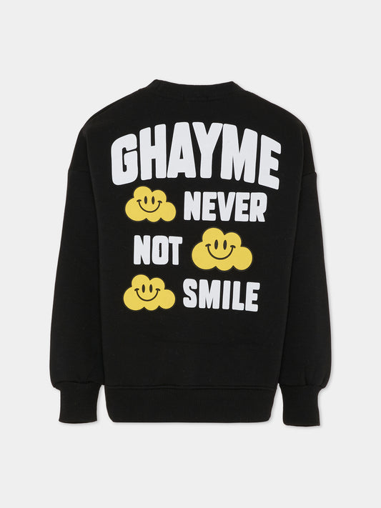 Felpa nera per bambini con nuvola gialla e scritta,Ghayme,F5GAJUSW012 110