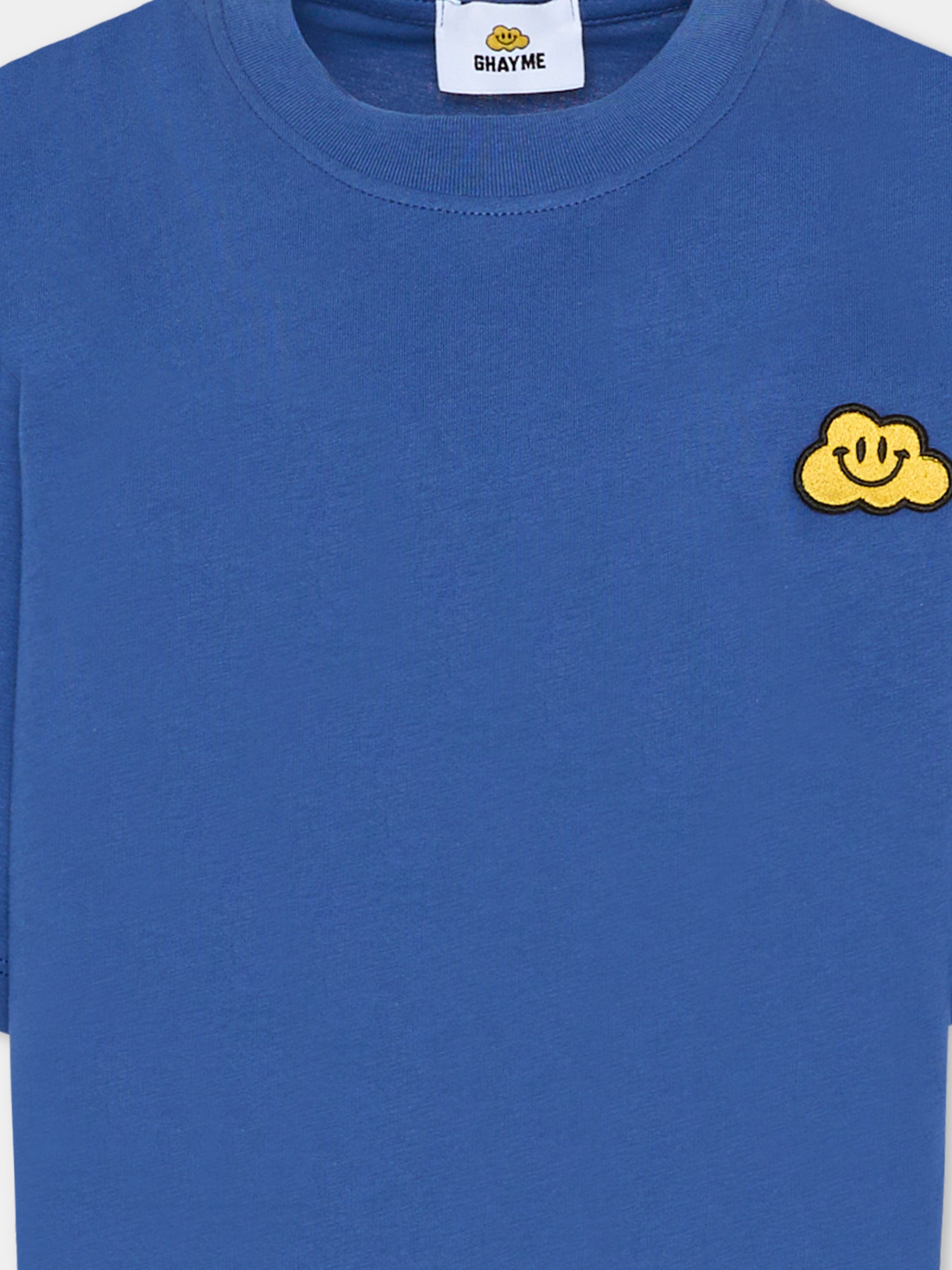 T-shirt blu per bambini con nuvola gialla,Ghayme,F5GAJUTH006 067
