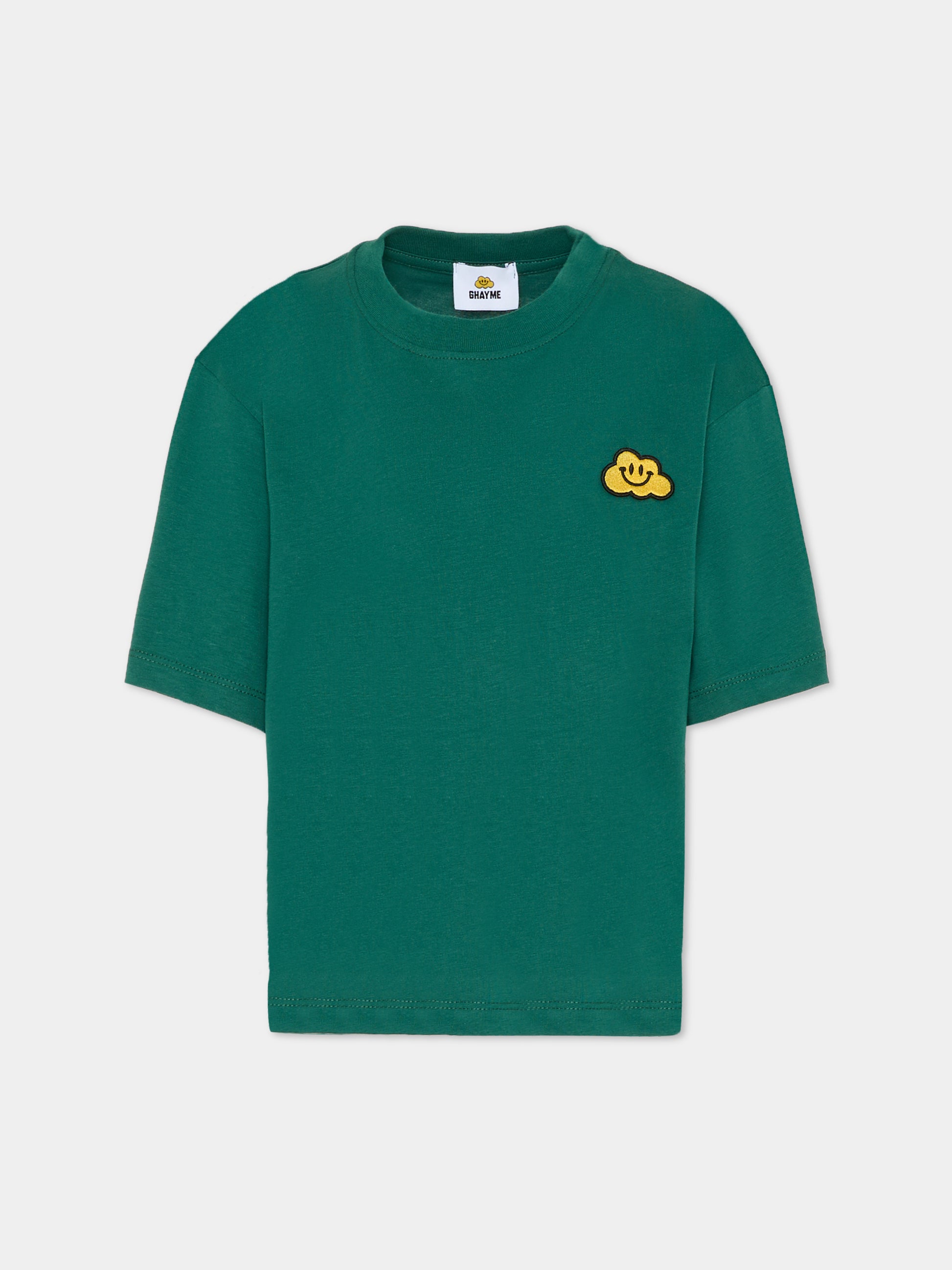 T-shirt verde per bambini con nuvola gialla,Ghayme,F5GAJUTH006 088