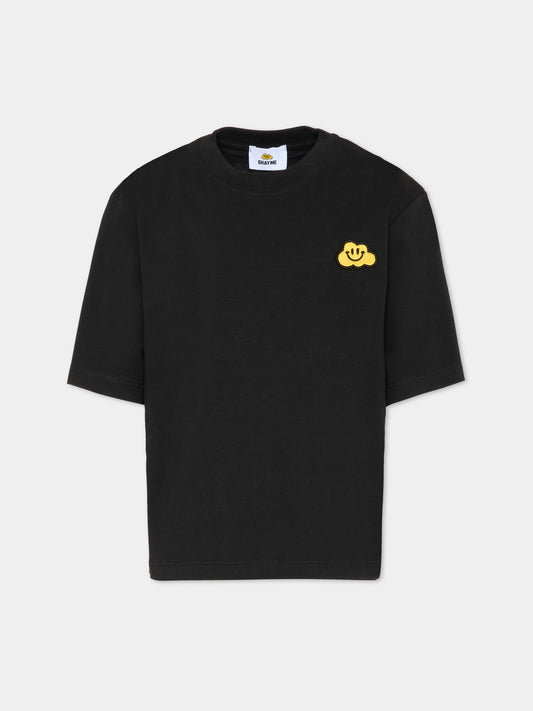 T-shirt nera per bambini con nuvola gialla,Ghayme,F5GAJUTH006 110