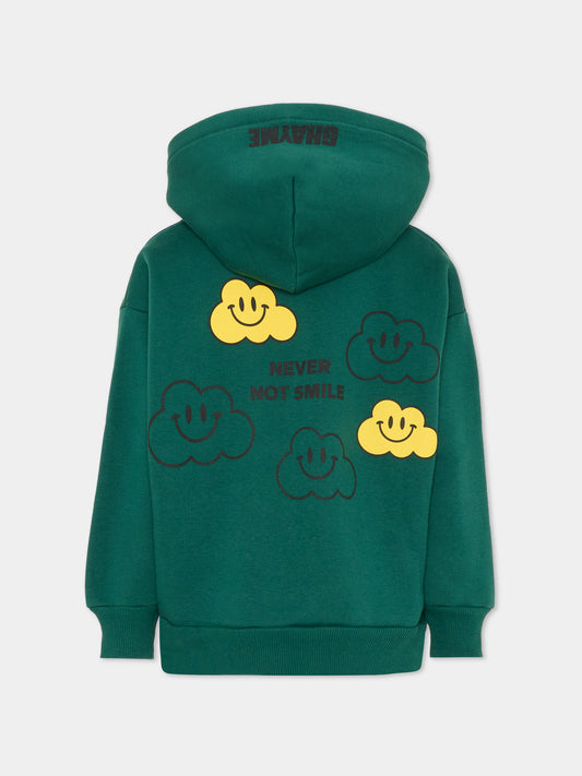 Felpa verde per bambini con nuvola gialla e scritta,Ghayme,F5GAJUHS003 088