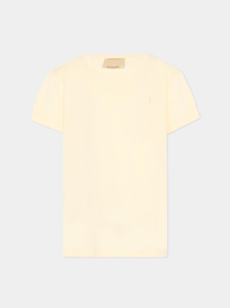 T-Shirt beige per bambino con levriero,Trussardi Junior,TBP26167TS BEIGE NEW ECRU