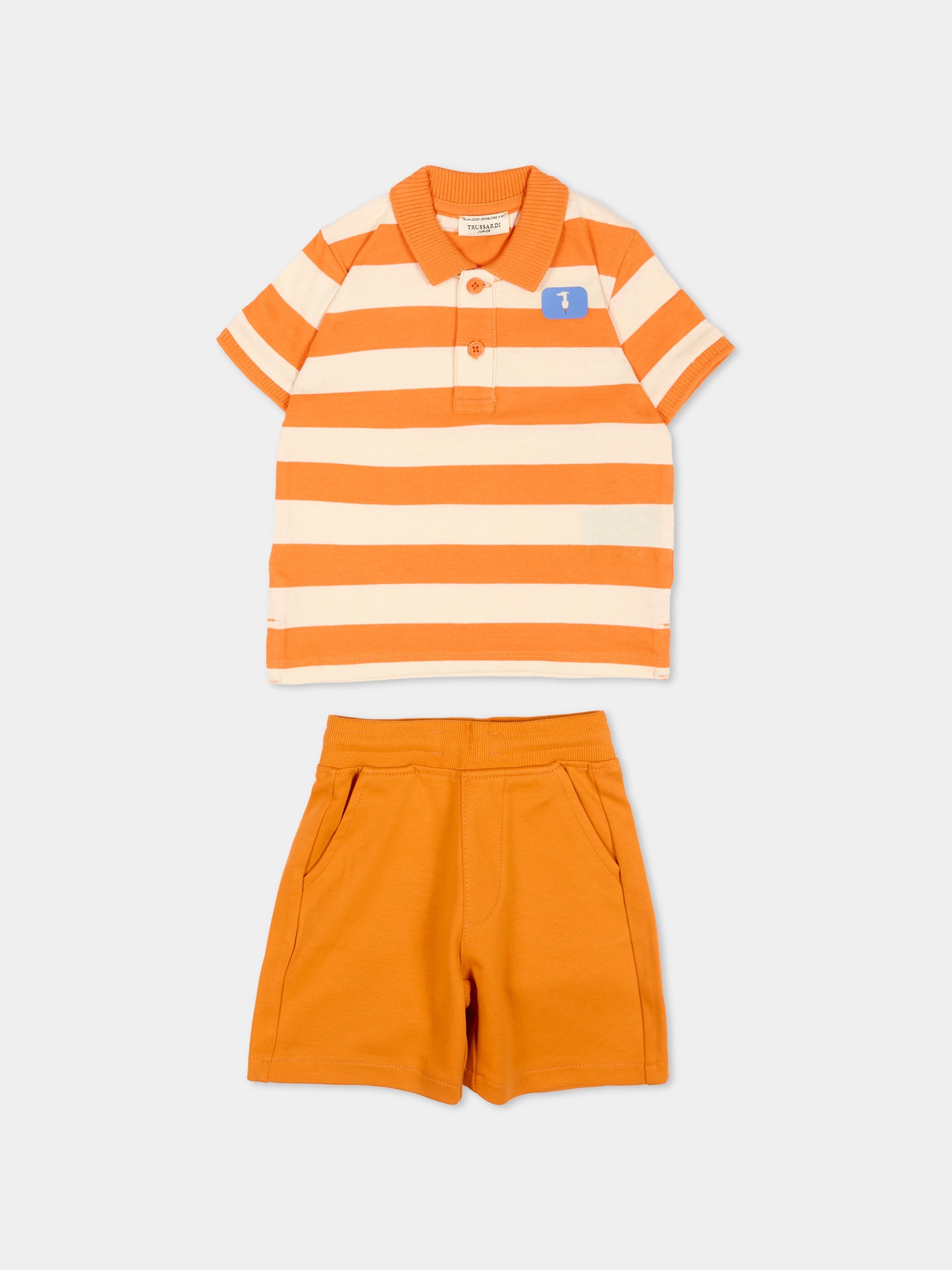 Completo sportivo arancione per neonato a righe,Trussardi Junior,TIP26082CJ ORANGE GOLDEN POPPY