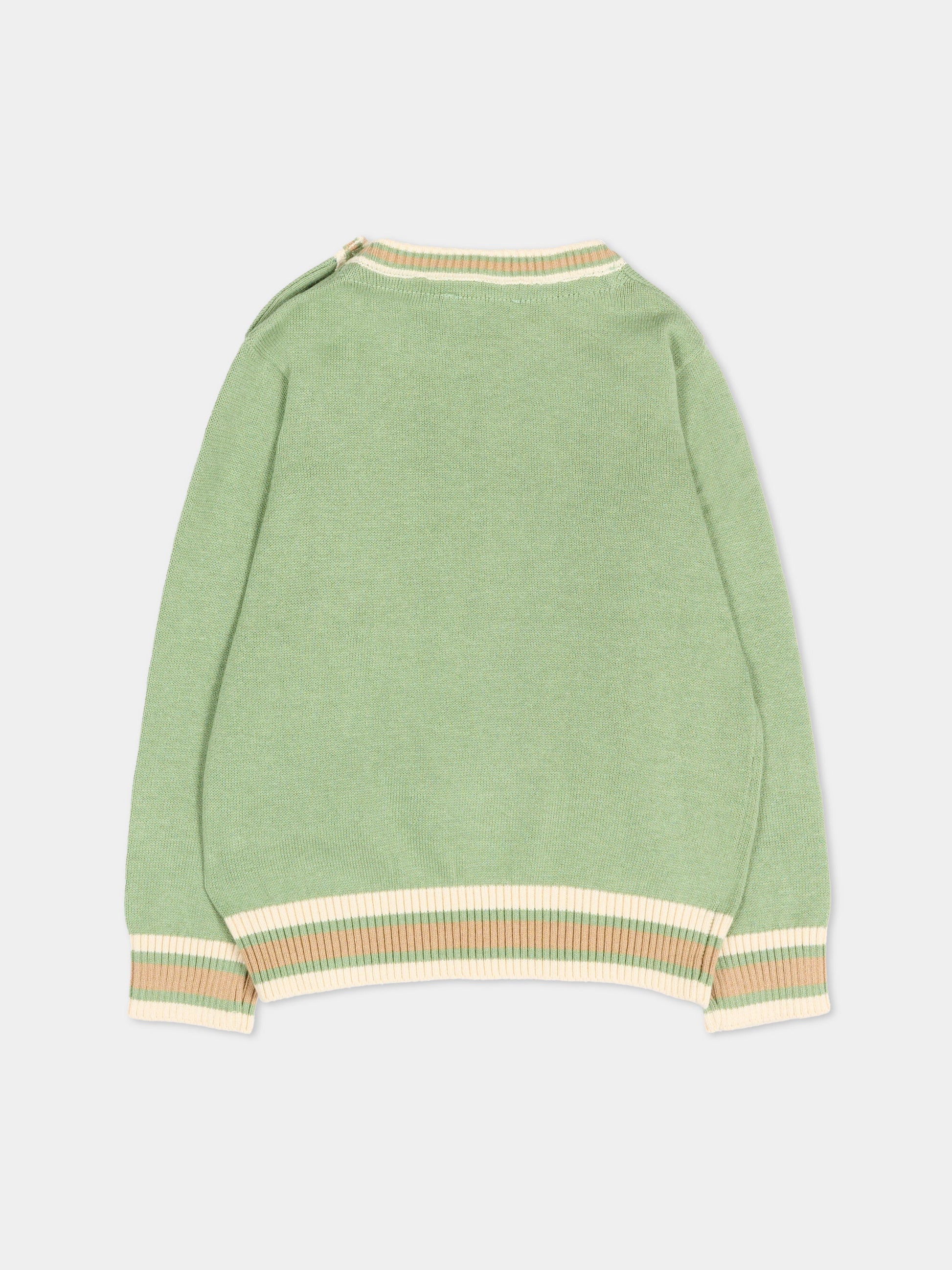 Maglione verde per neonato con levriero,Trussardi Junior,TIP26055MA GREEN BASIL