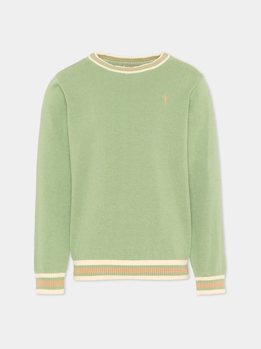 Maglione verde per bambino con levriero,Trussardi Junior,TIP26055MA GREEN BASIL