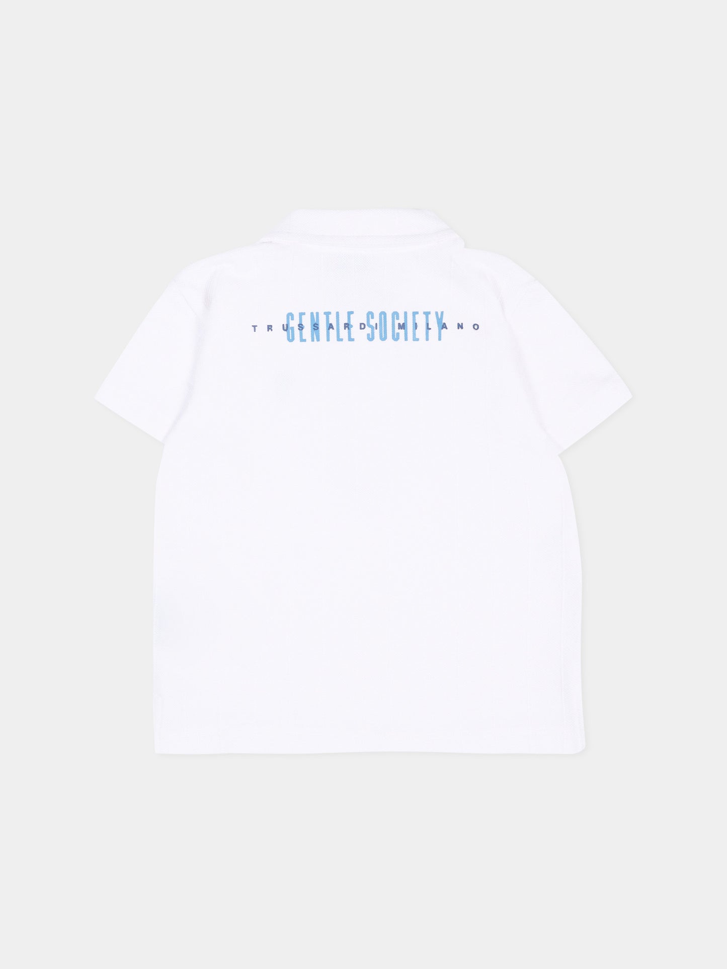 Polo bianca per neonato con levriero,Trussardi Junior,TIP26096PO WHITE