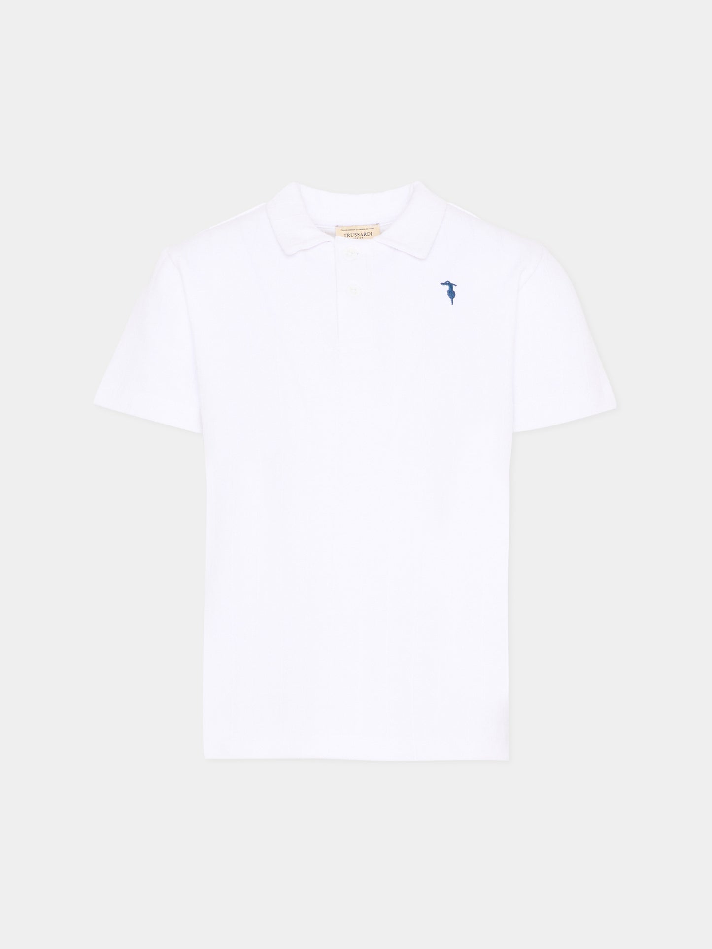 Polo bianca per bambino con levriero,Trussardi Junior,TIP26096PO WHITE