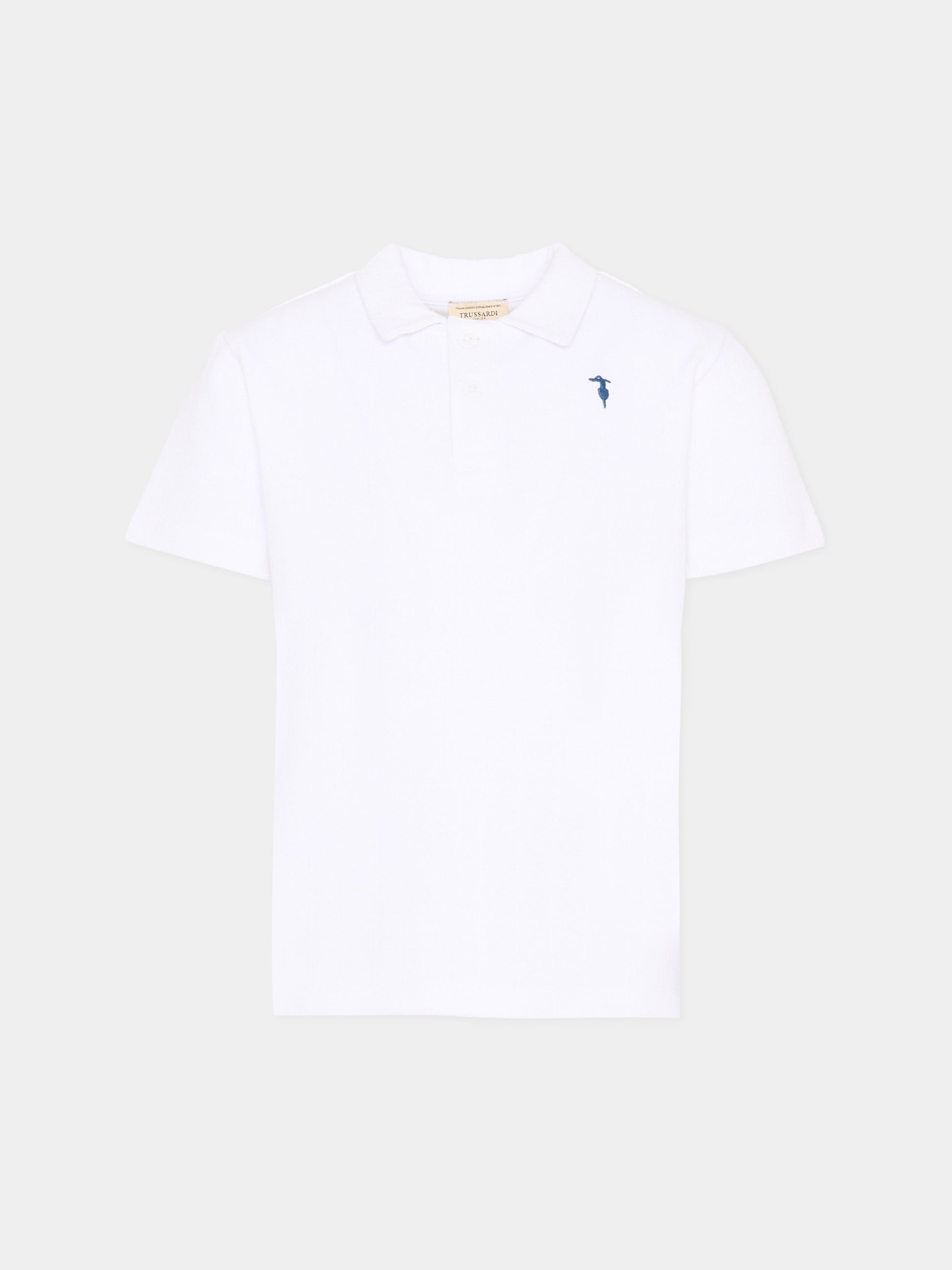 Polo bianca per bambino con levriero,Trussardi Junior,TIP26096PO WHITE