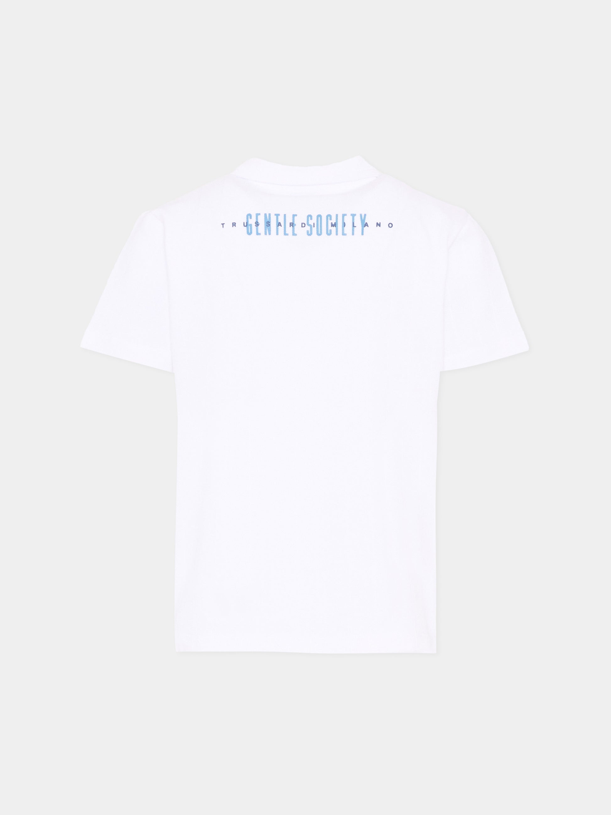 Polo bianca per bambino con levriero,Trussardi Junior,TIP26096PO WHITE