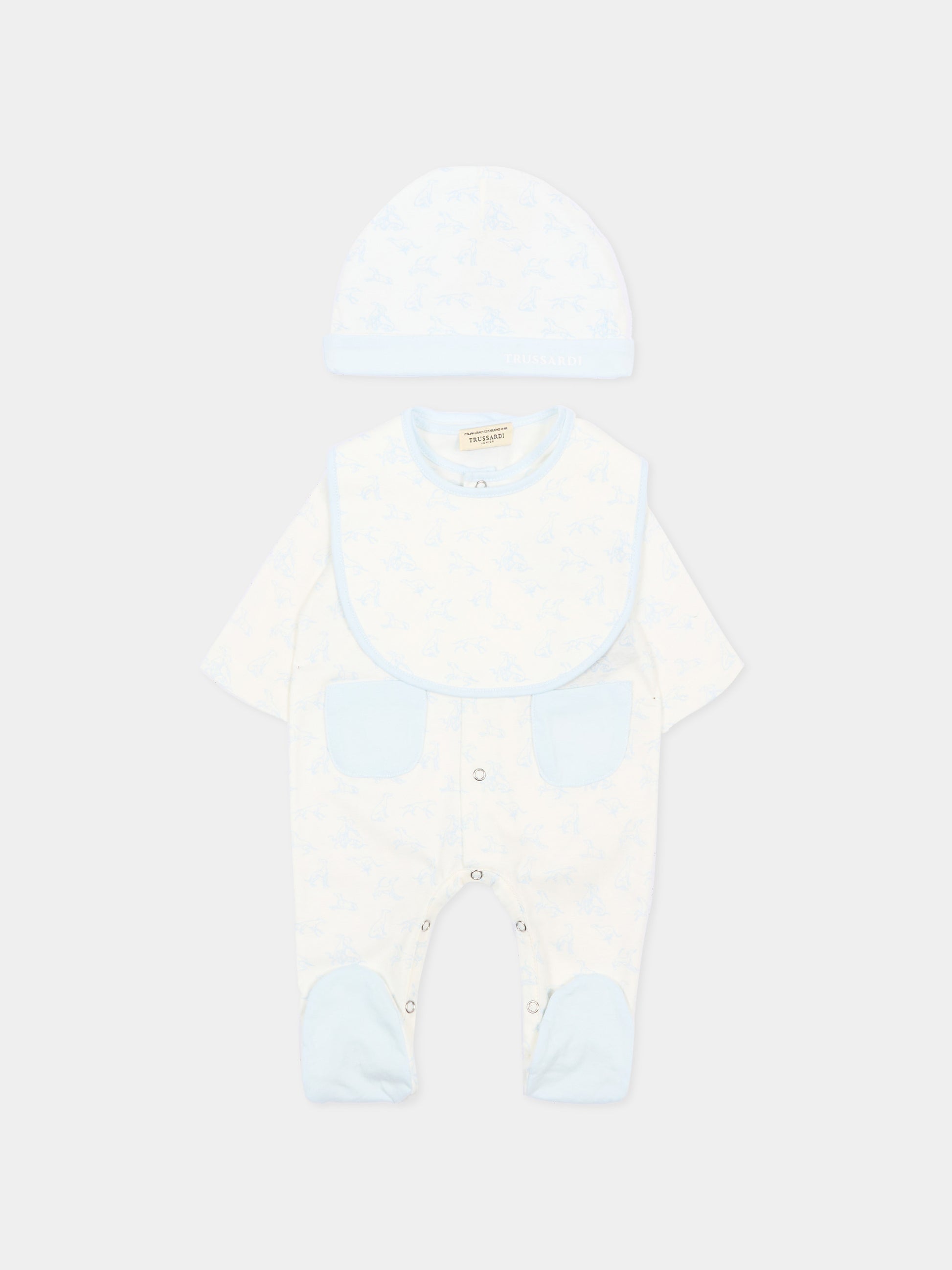 Set tutina avorio per neonato con levrieri,Trussardi Junior,TLP26003TU WHITE