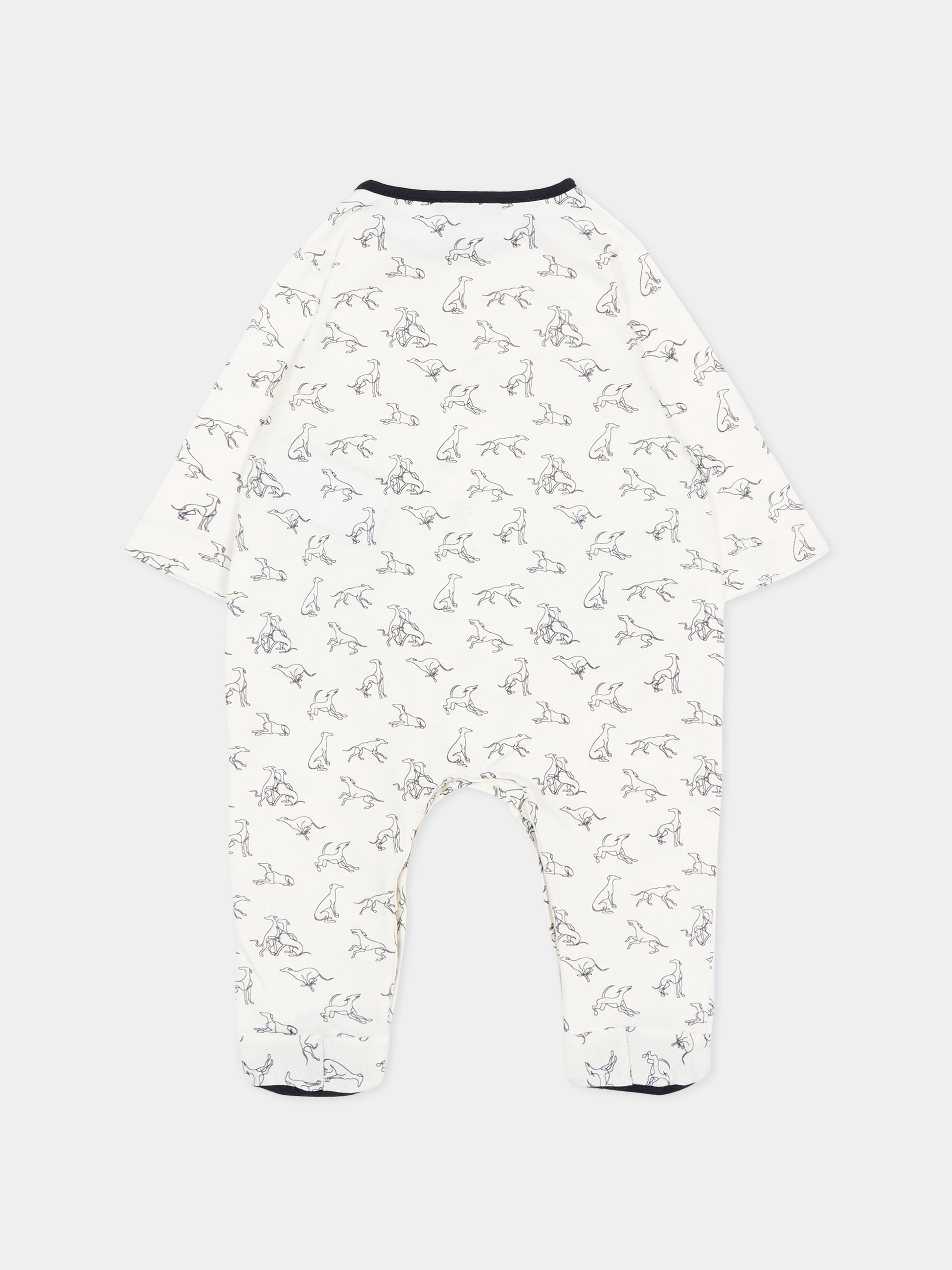 Set tutina bianco per neonato con levrieri,Trussardi Junior,TLP26003TU WHITE BLUE