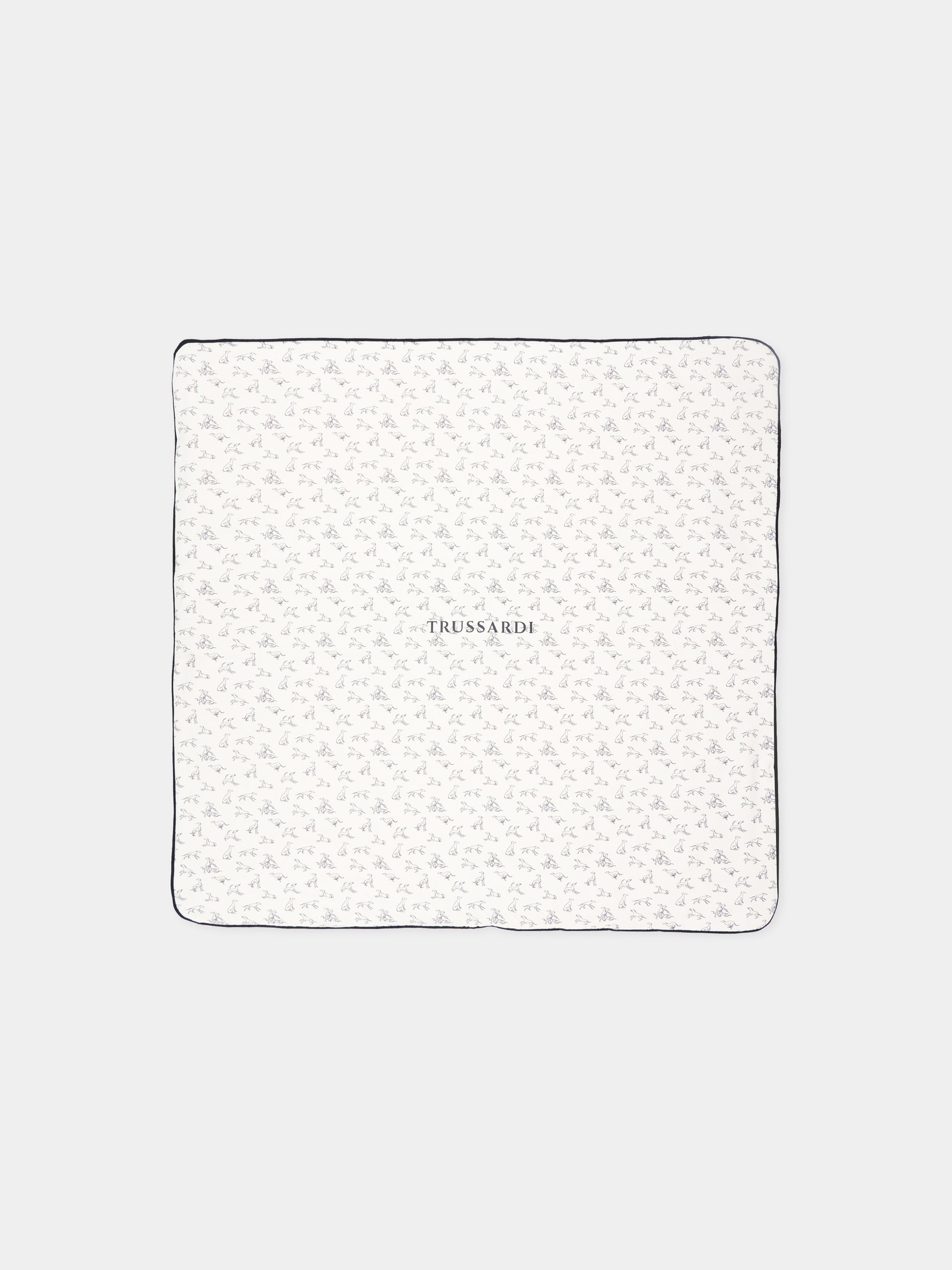 Coperta bianca per neonato con logo,Trussardi Junior,TLP26004CE WHITE BLUE
