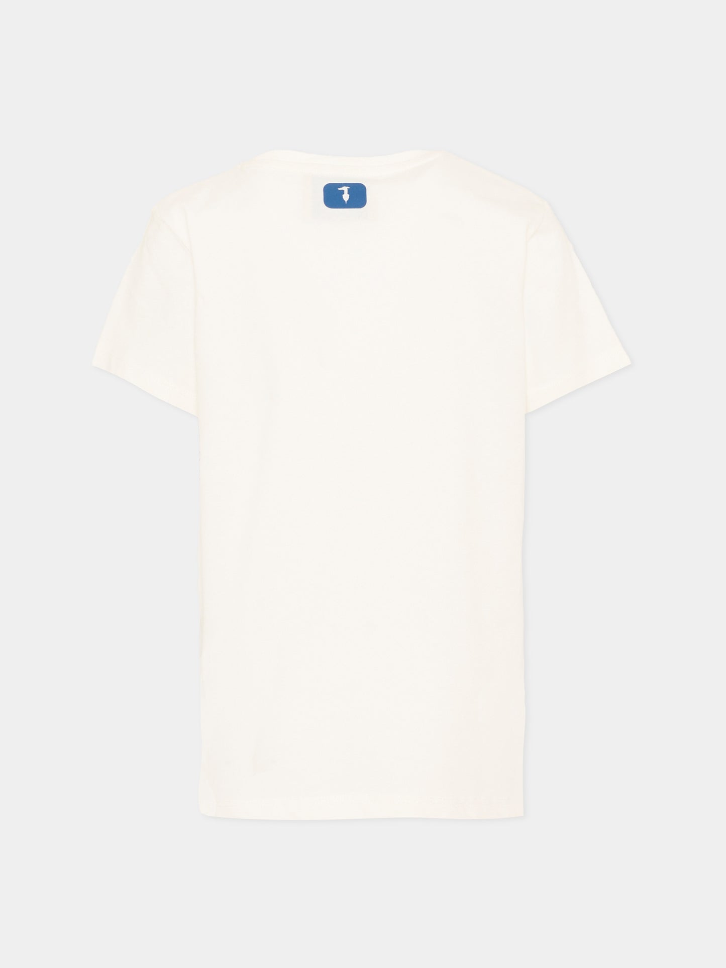 T-Shirt bianca per bambino con logo blu,Trussardi Junior,TBP26107TS OFF-WHITE