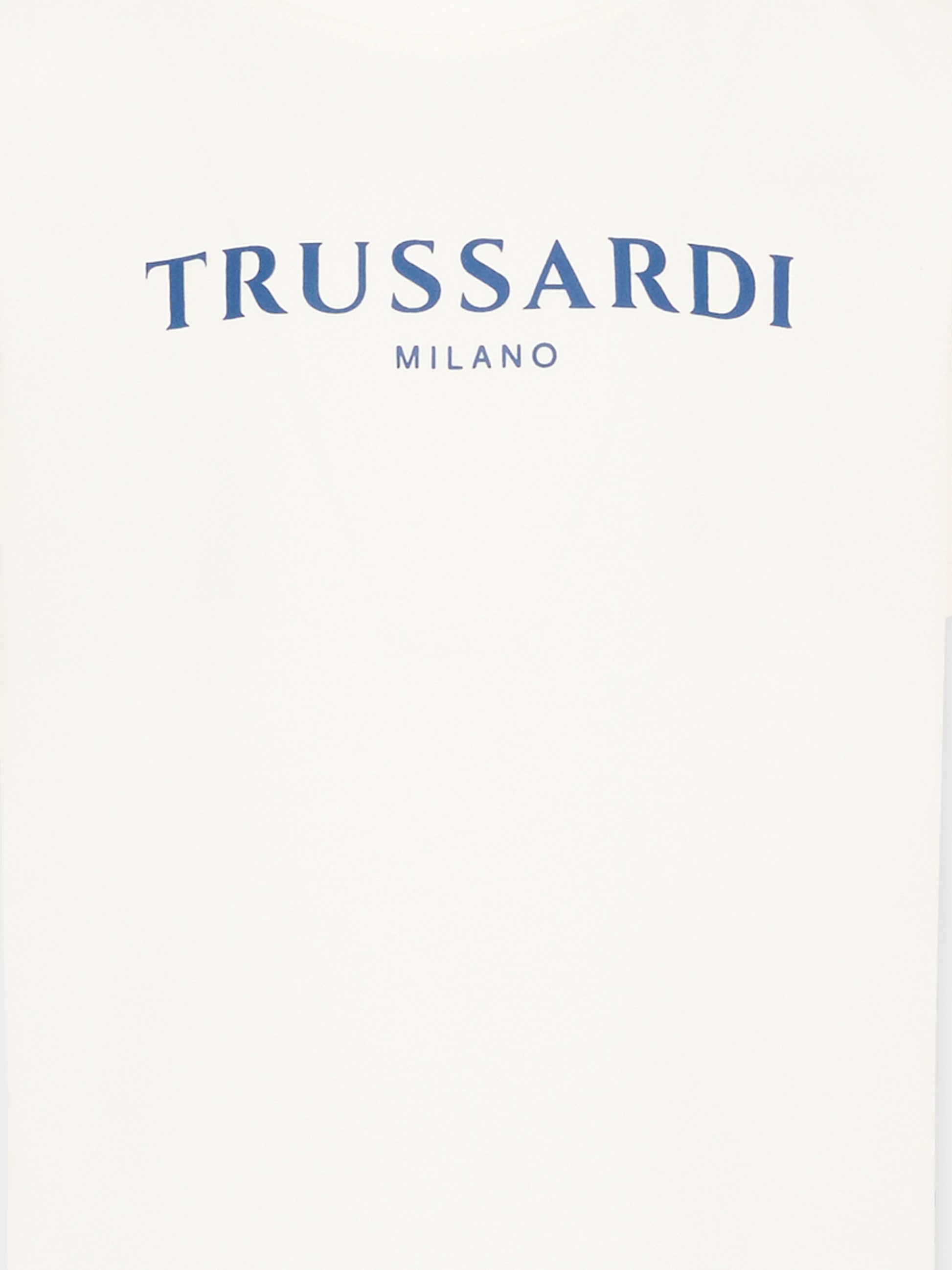 T-Shirt bianca per bambino con logo blu,Trussardi Junior,TBP26107TS OFF-WHITE