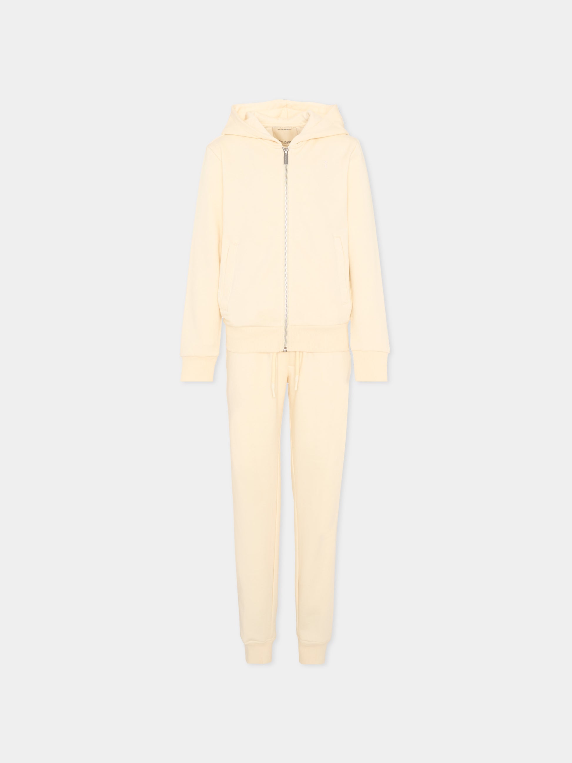 Completo sportivo beige per bambino con logo,Trussardi Junior,TBP26009CF BEIGE NEW ECRU