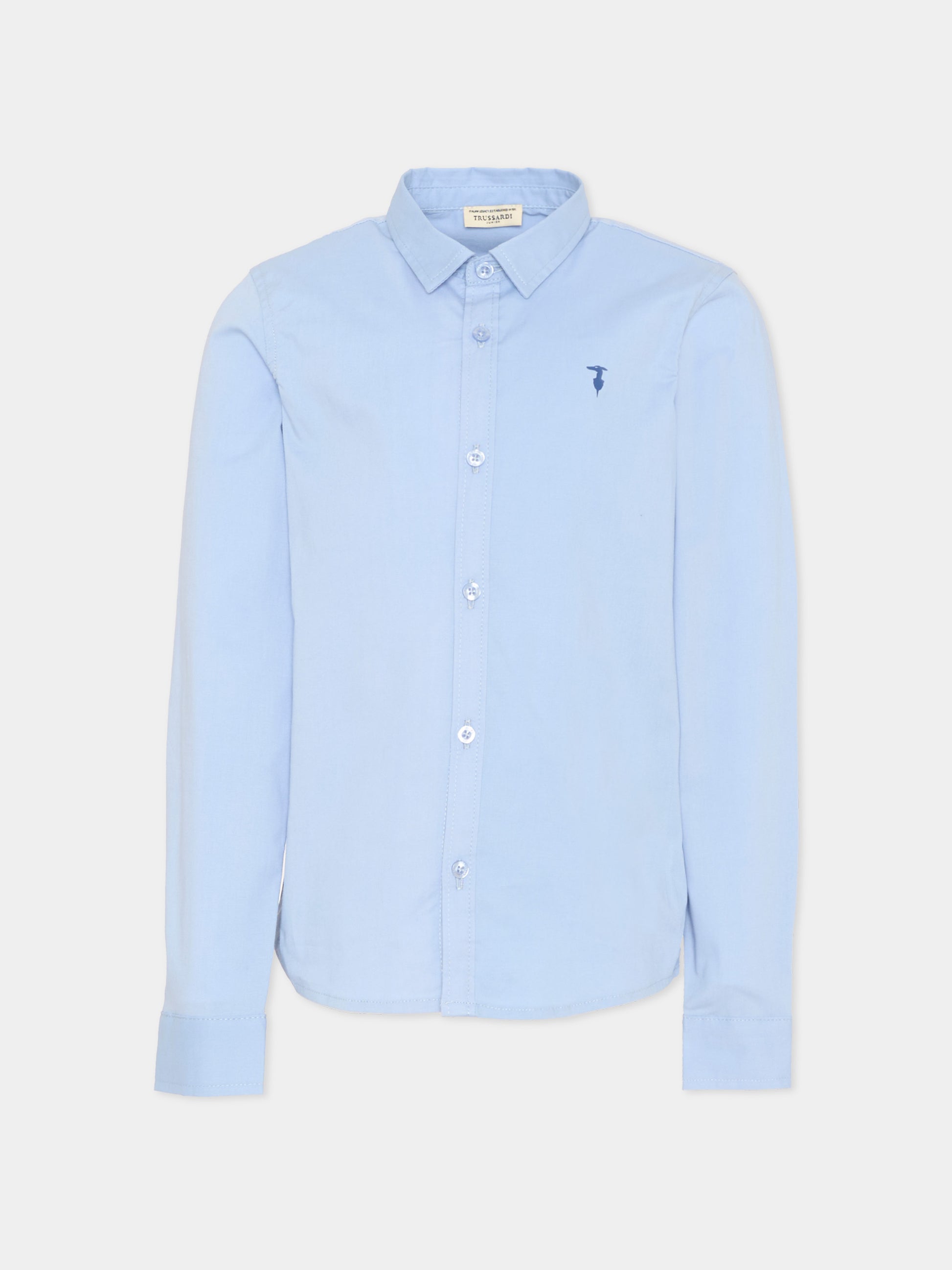 Camicia celeste per bambino con logo,Trussardi Junior,TIP26005CA BLUE PLACID