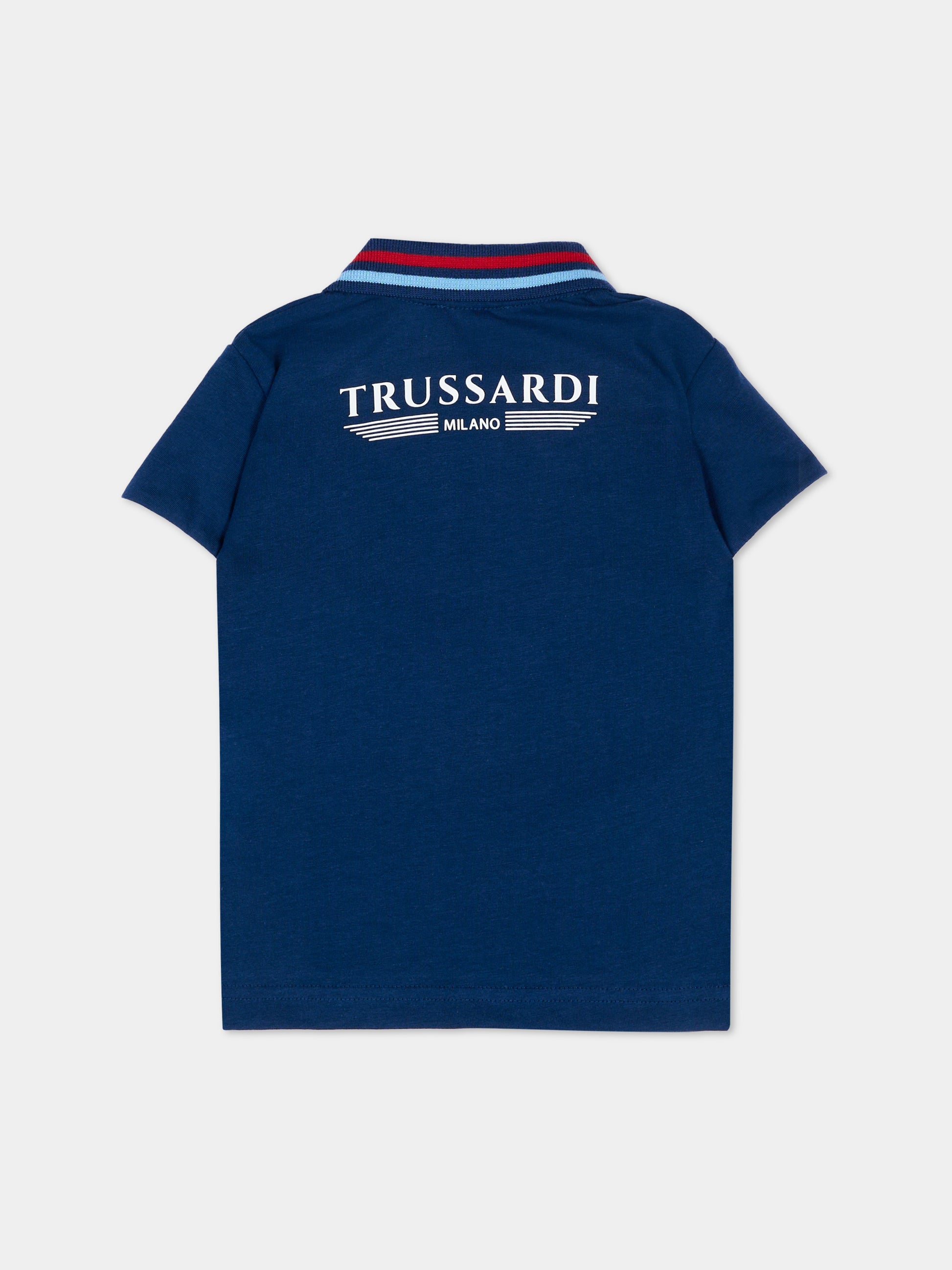 Polo blu per neonato con levriero,Trussardi Junior,TIP26102PO BLUE ESTATE