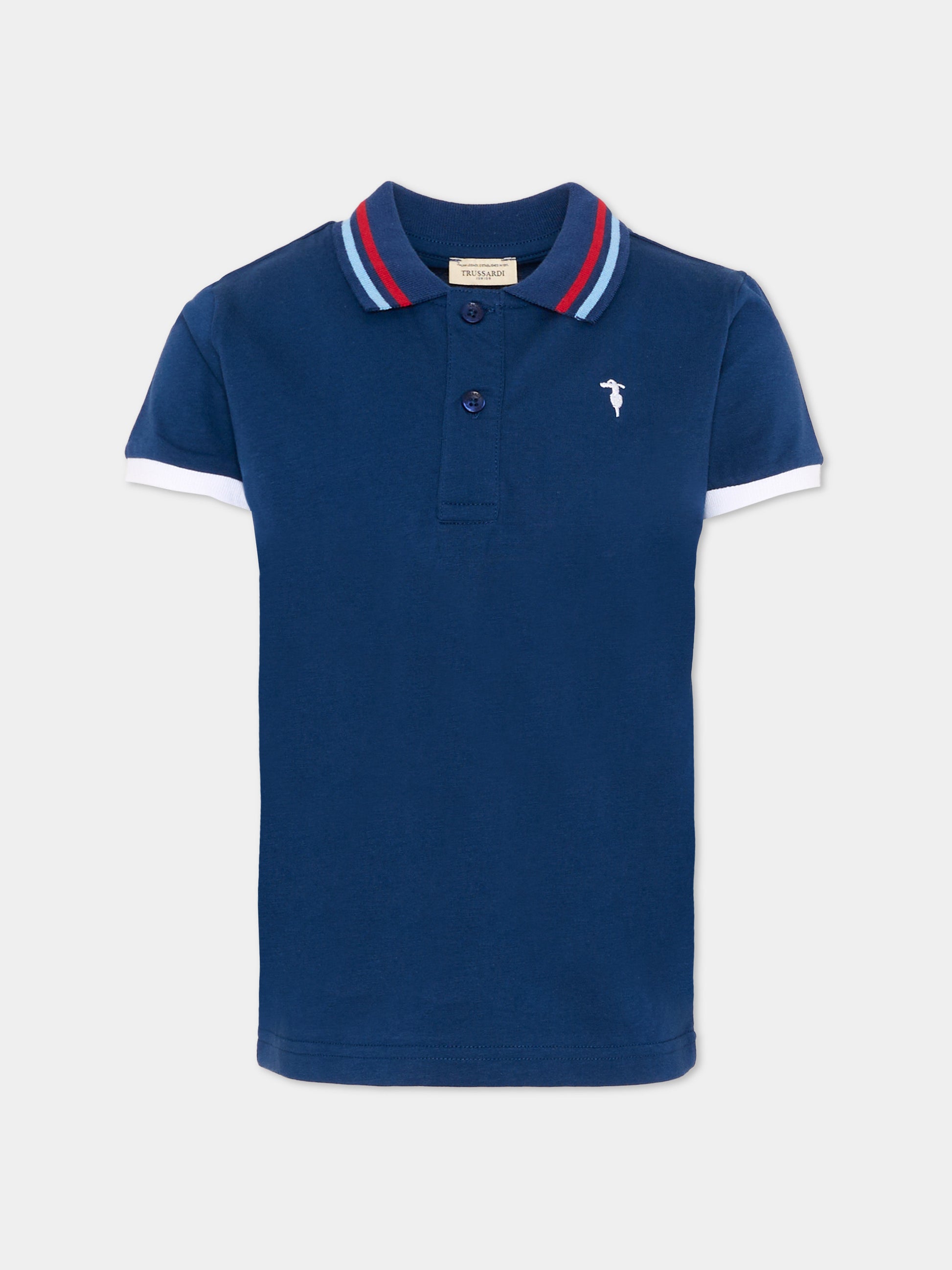 Polo blu per bambino con logo,Trussardi Junior,TIP26102PO BLUE ESTATE