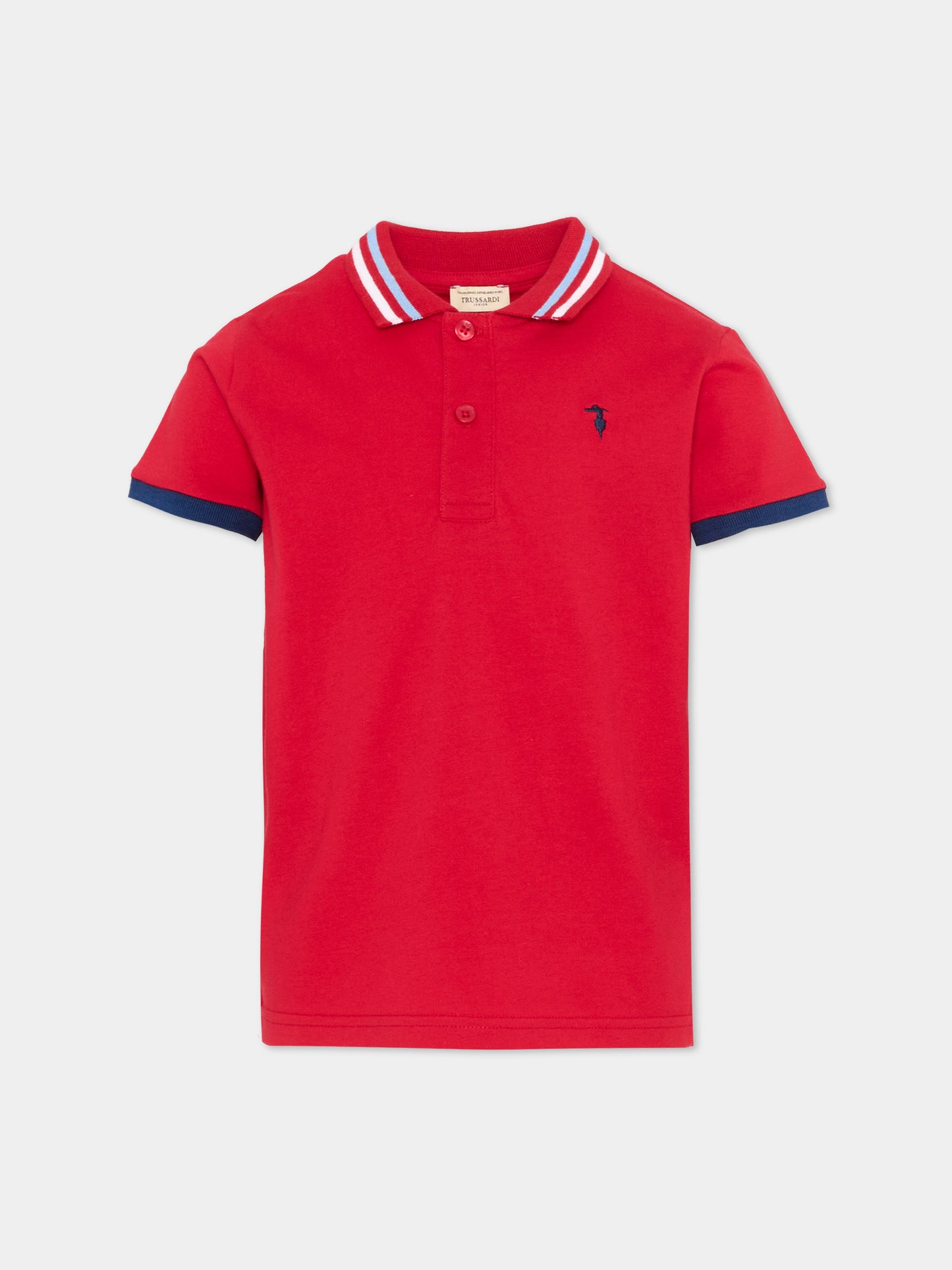 Polo rossa per bambino con logo,Trussardi Junior,TIP26102PO RED LYCHEE