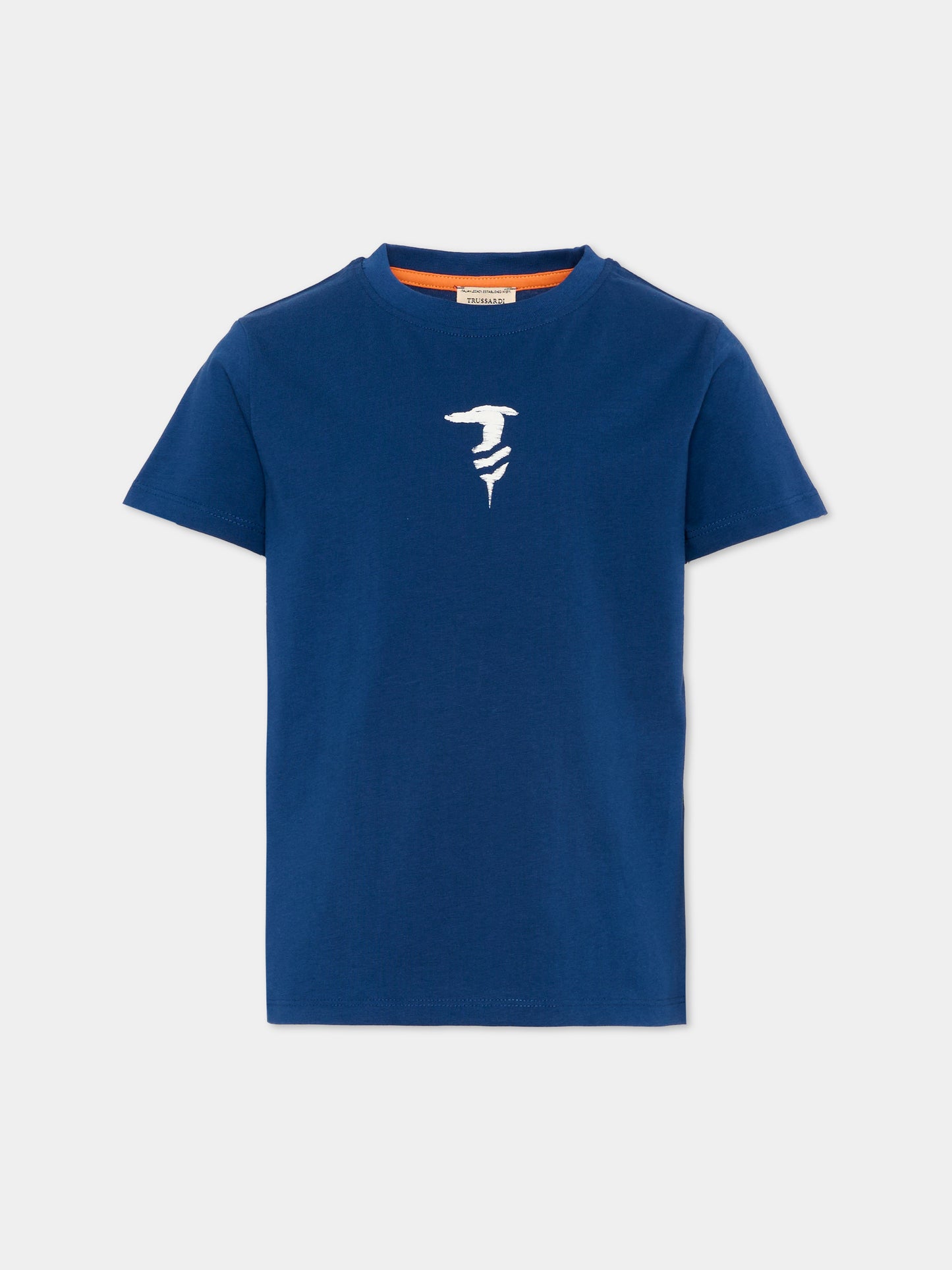 T-shirt blu per bambino con levriero,Trussardi Junior,TIP26048TS BLUE ESTATE
