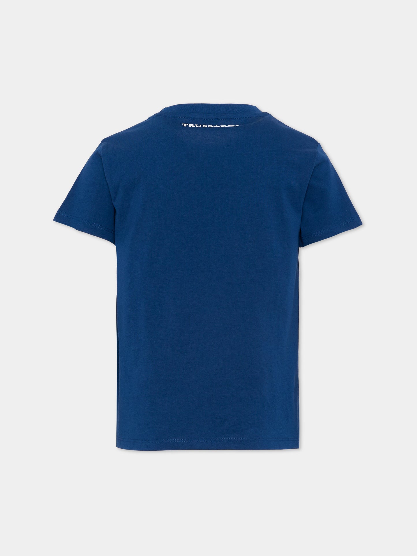 T-shirt blu per bambino con levriero,Trussardi Junior,TIP26048TS BLUE ESTATE