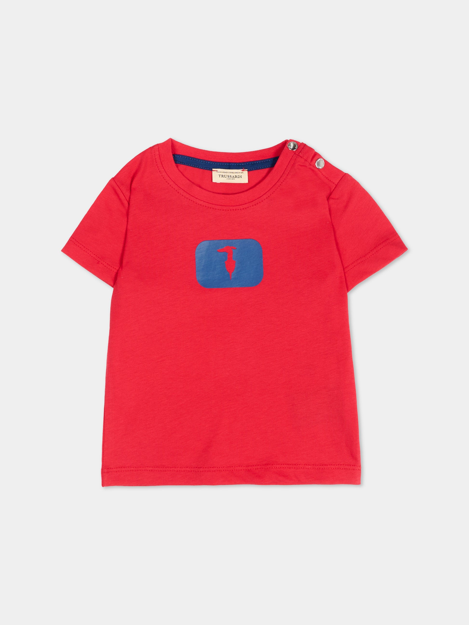 T-Shirt rossa per neonato con levriero,Trussardi Junior,TIP26093TS RED LYCHEE