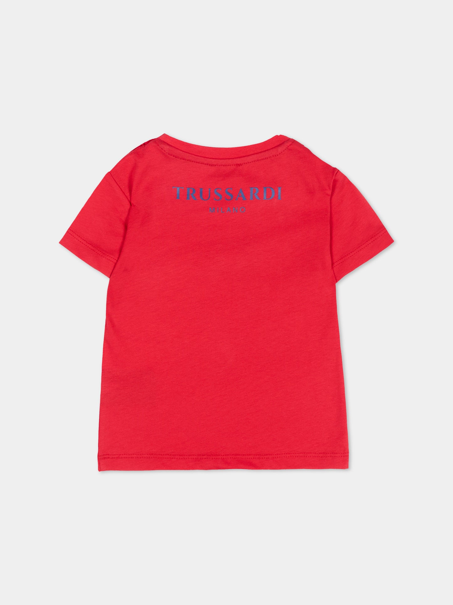 T-Shirt rossa per neonato con levriero,Trussardi Junior,TIP26093TS RED LYCHEE